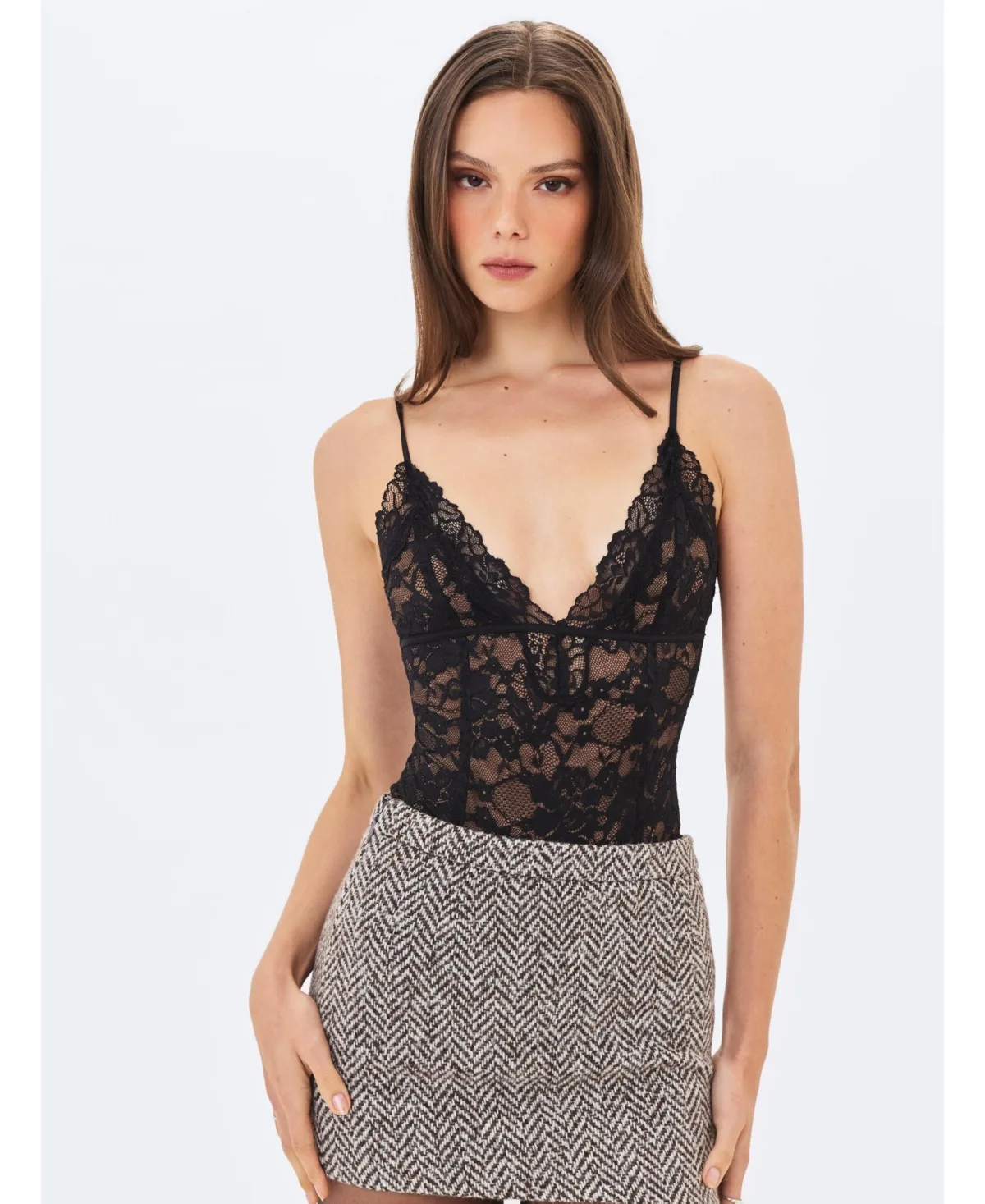 Venetia Lace Plunging Bodysuit by Miss Circle