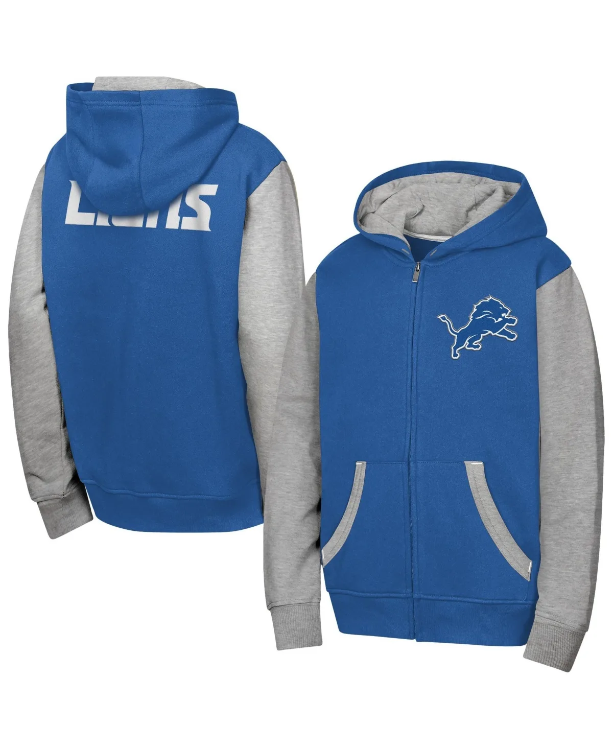 Detroit Lions Stadium Full-Zip Color-Block Fleece-Lined Hoodie by Outerstuff