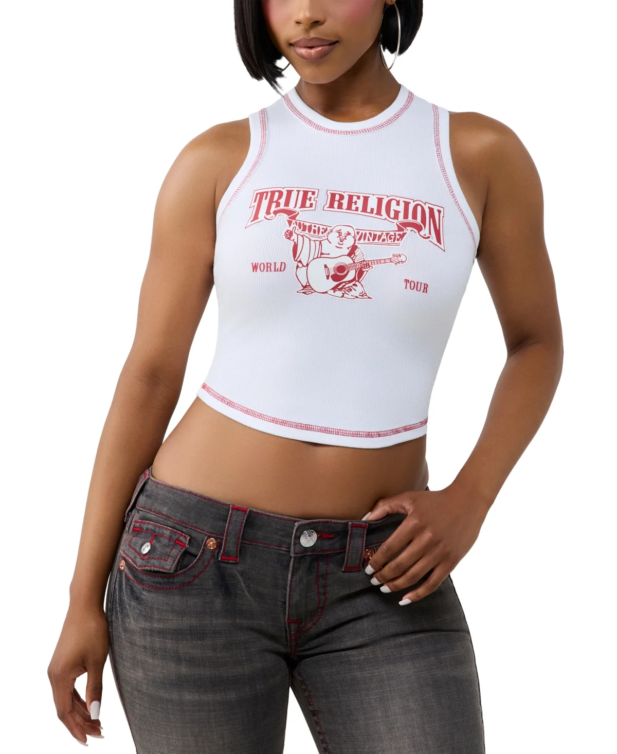 Racer Graphic Cropped Tank by True Religion