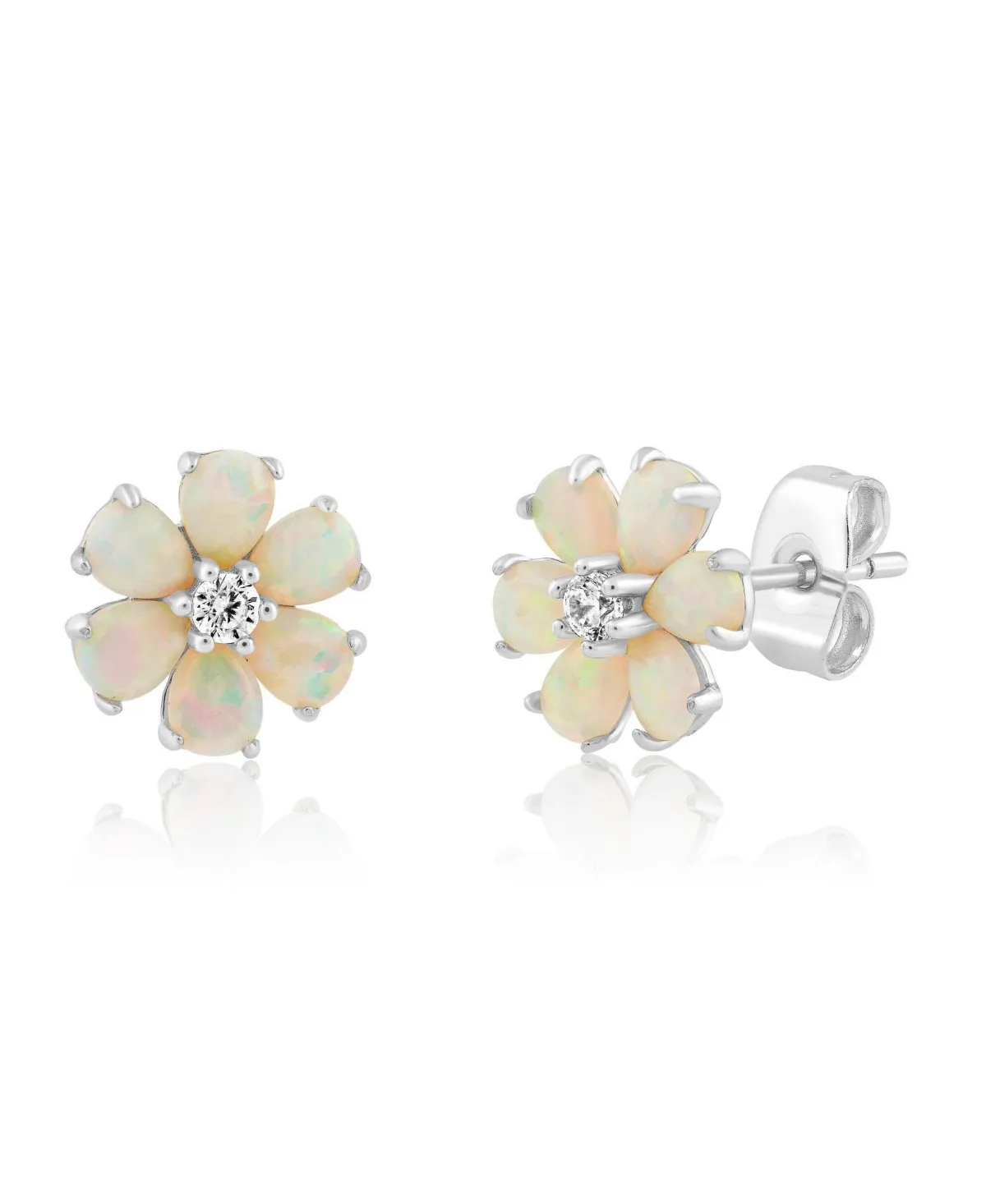Simona Opal with Cz Daisy Flower Studs by Simona