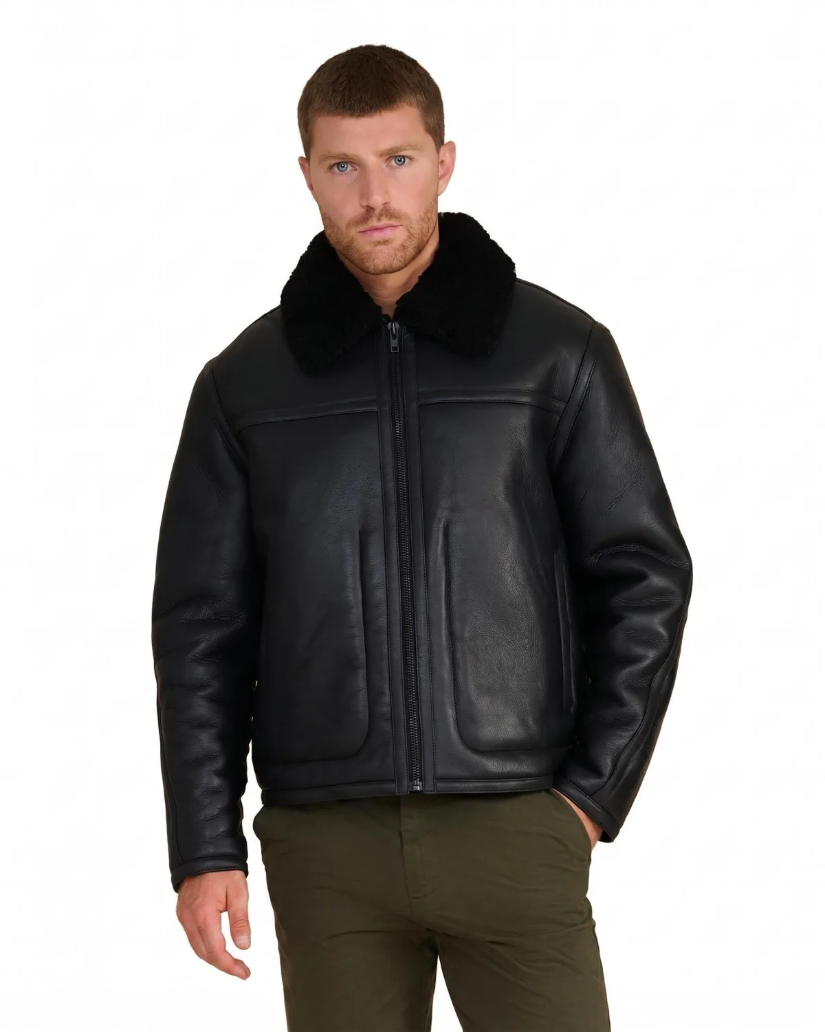 Leather Shearling Jacket by Furniq UK
