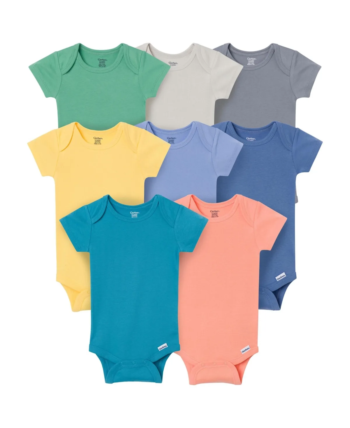 8-Pack Short Sleeve Bodysuits, Earth Rainbow by Gerber