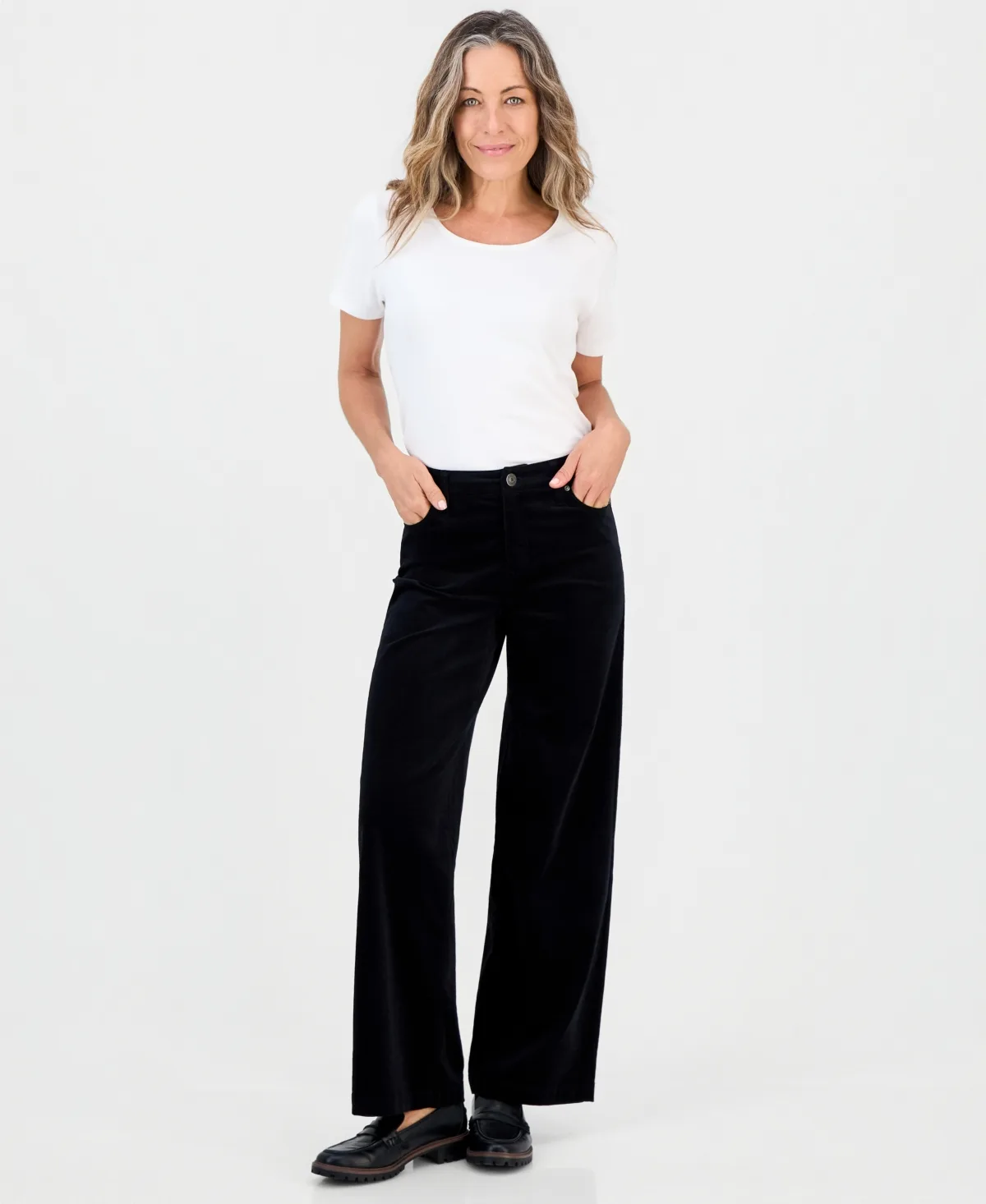 Corduroy High-Waisted Wide-Leg Pants