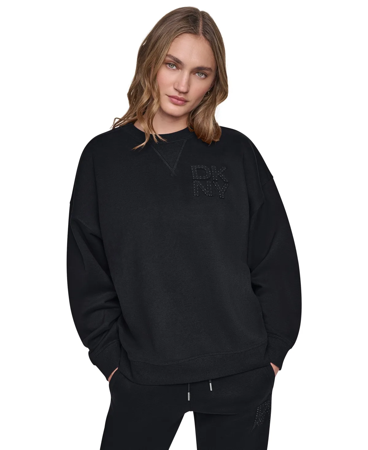 Dkny Sport Oversized Drop-Shoulder Rhinestone Applique Sweatshirt by DKNY