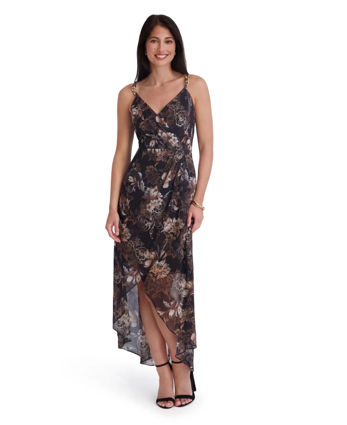 Printed V-Neck High-Low Dress by Siena