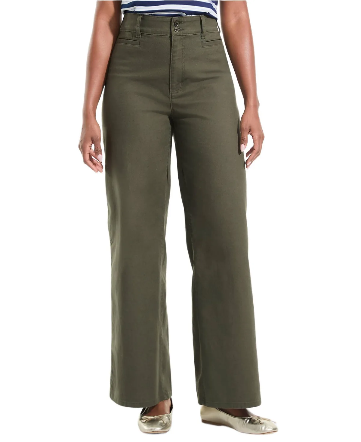 Stretch Canvas High Rise Wide Leg Pants by Lands' End