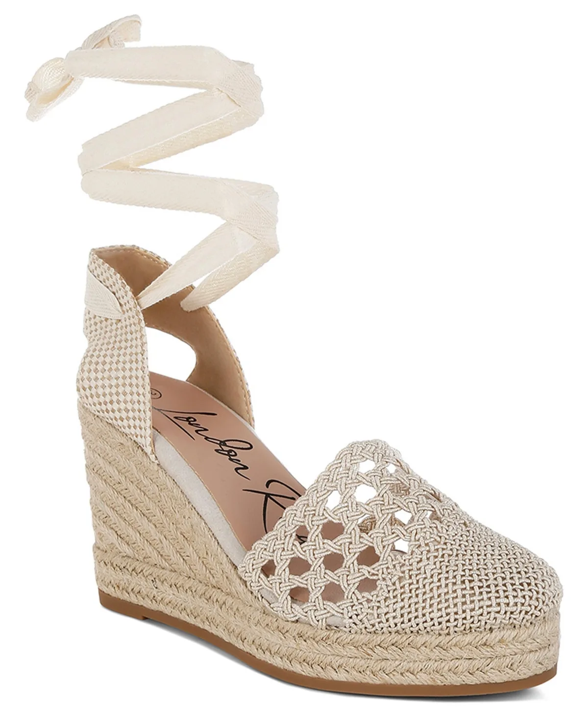 Nomader Lace-Up Woven Espadrille Wedges by London Rag