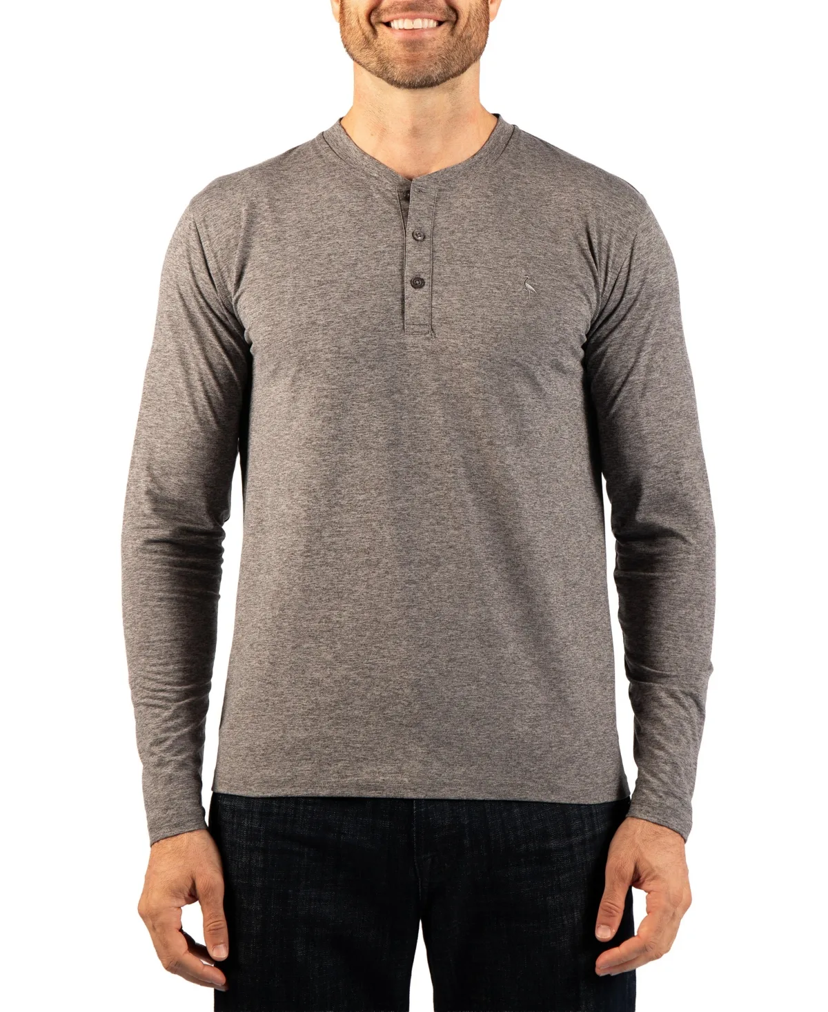 Brushed Melange Long-Sleeve Henley by Tailorbyrd