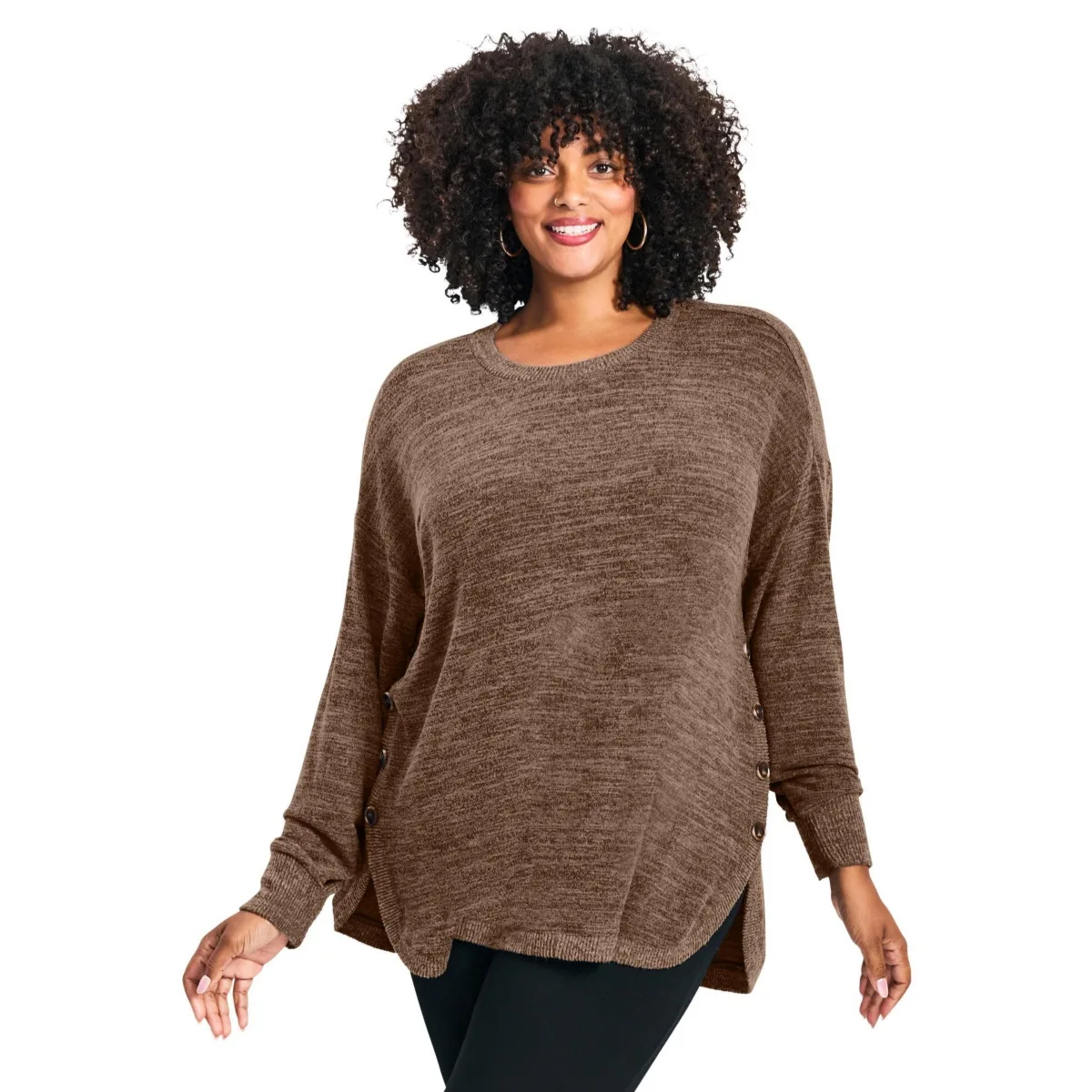 Bec Button Detail Hacci Top by Avenue