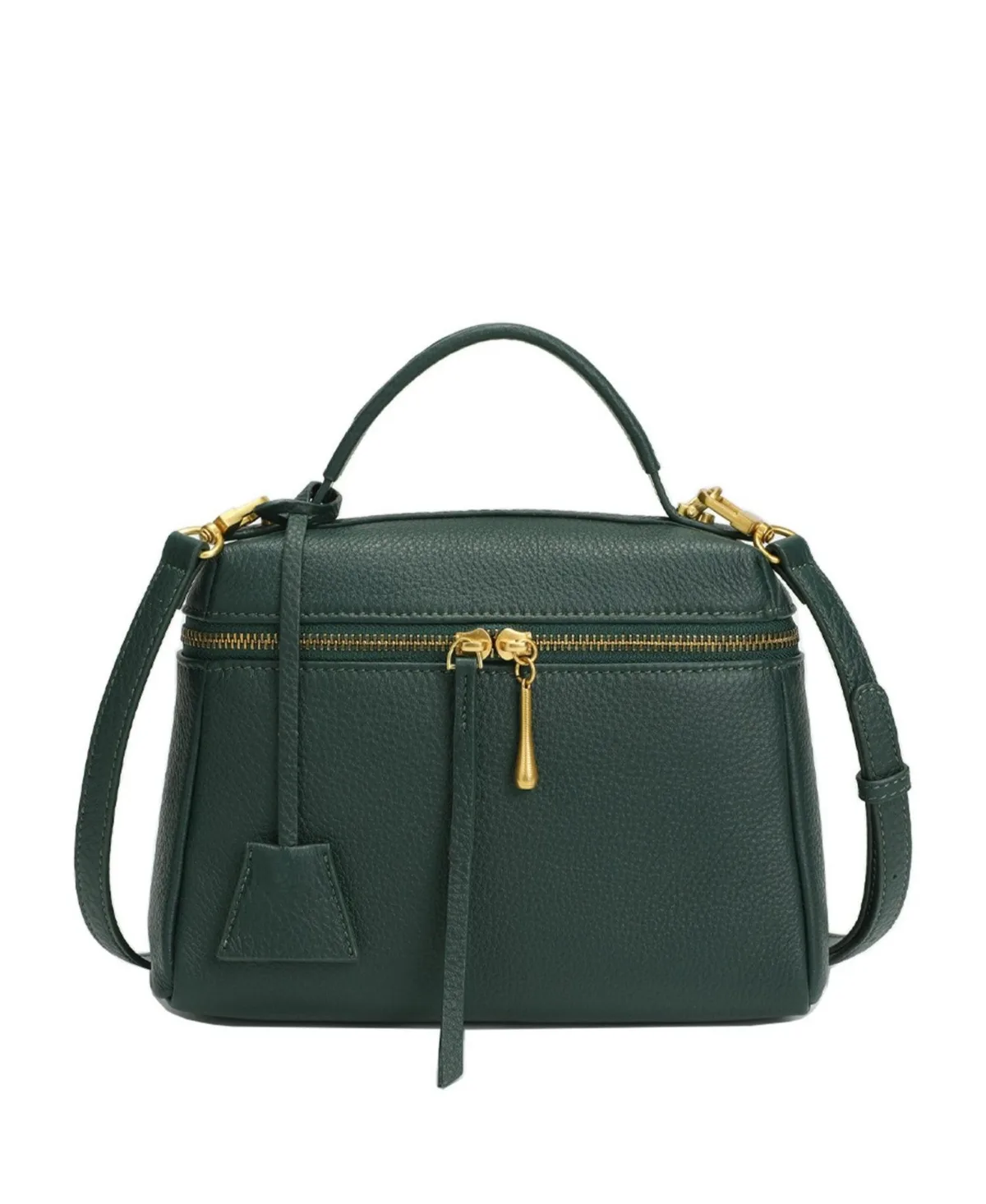 Avery Pebble Leather Camera Bag Structured Crossbody Purse with Wide Strap