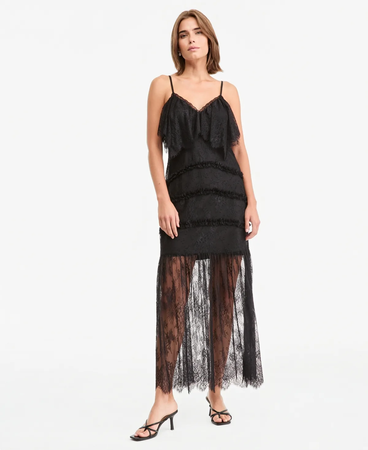 V-Neck Lace Slip Dress