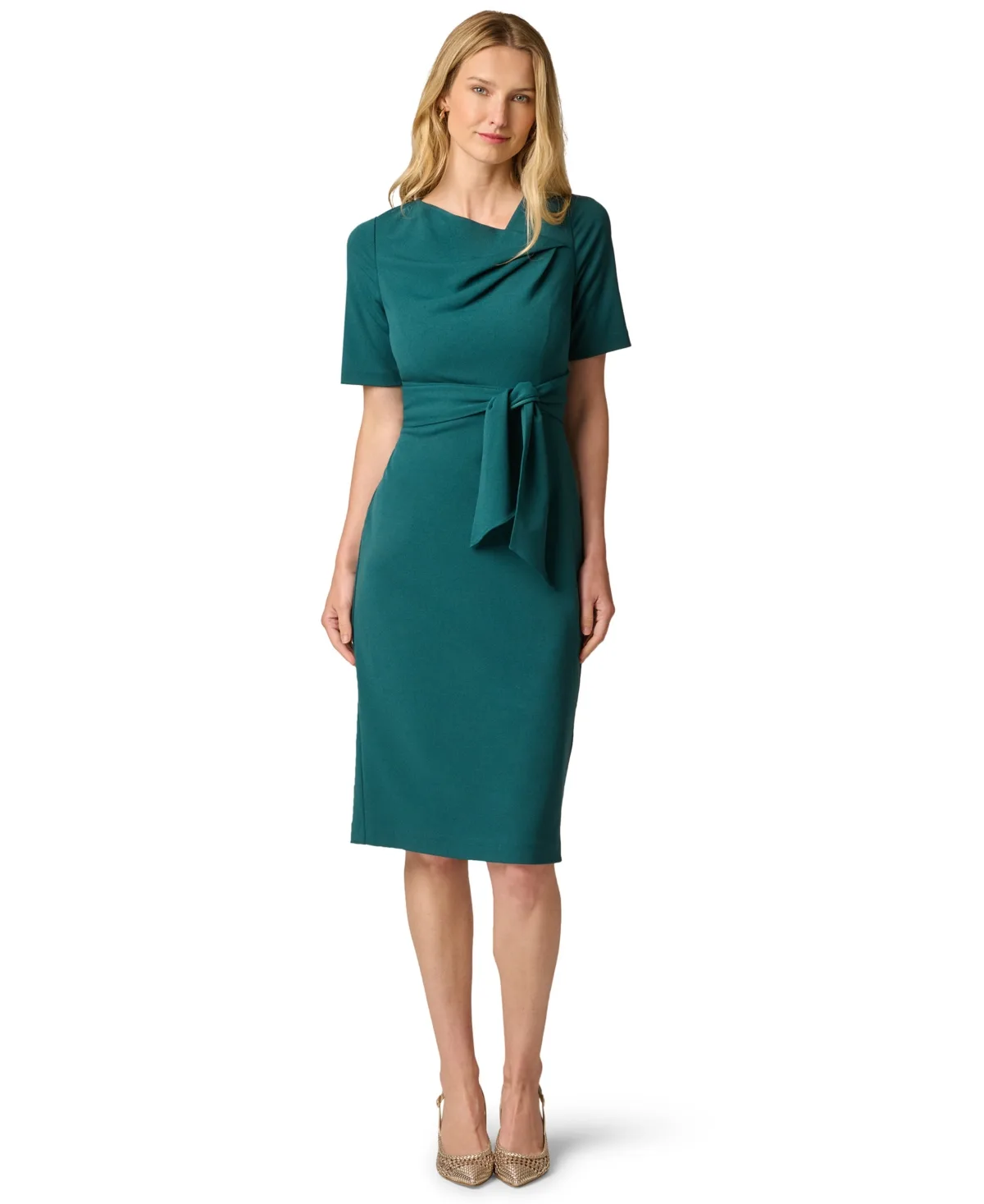 Crepe Cowl Neck Midi Dress by Adrianna Papell