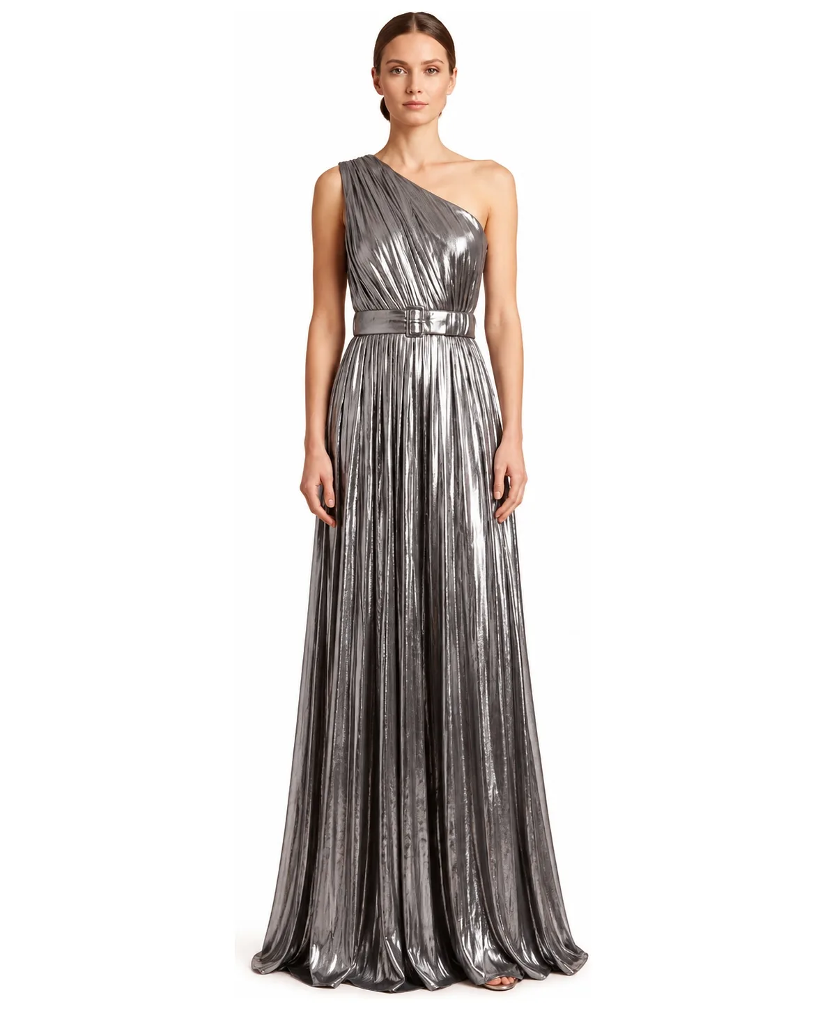 One Shoulder Metallic Dress