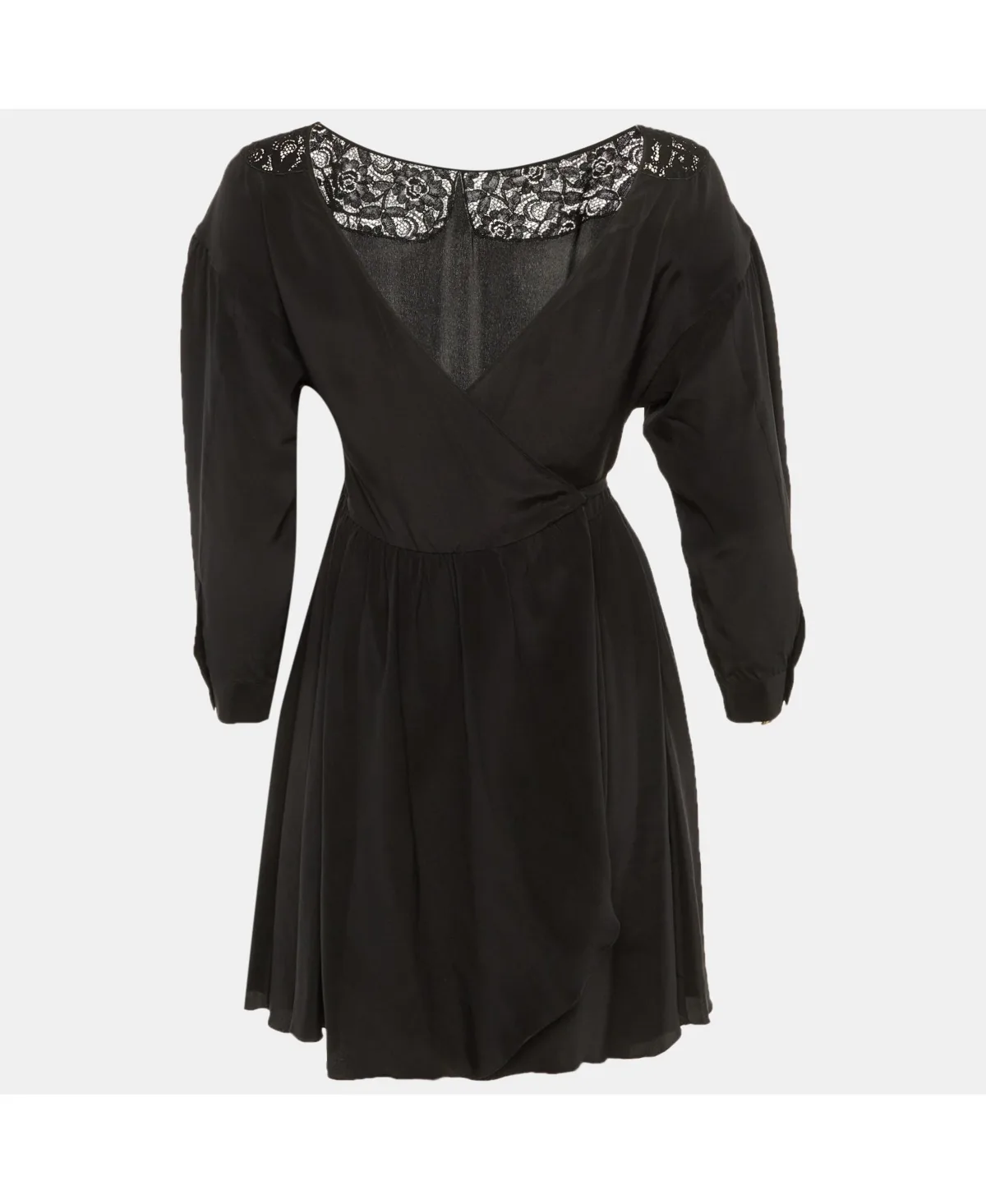 Pre-Owned Silk Lace Detail Wrap Around Mini Dress by Miu Miu