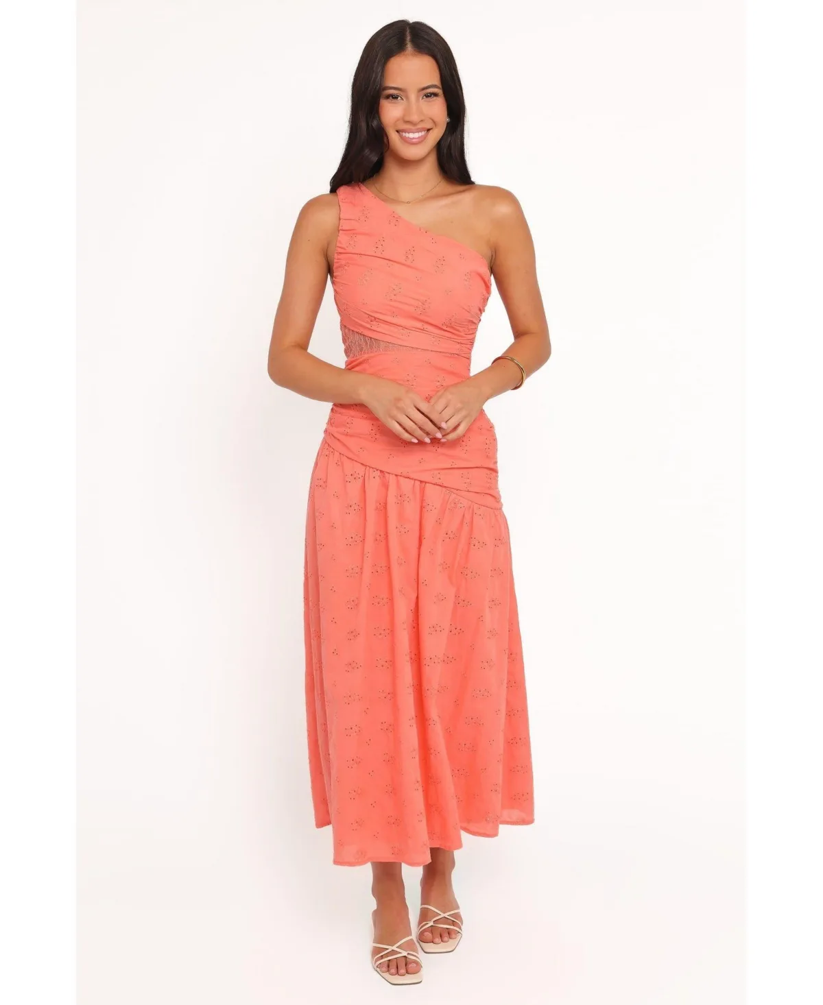One-Shoulder Eyelet Corinne Maxi Dress by Petal and Pup
