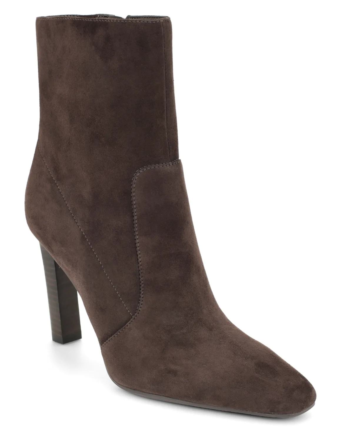 Halla Snip Toe Block Heel Booties - Dark Brown Suede by Nine West