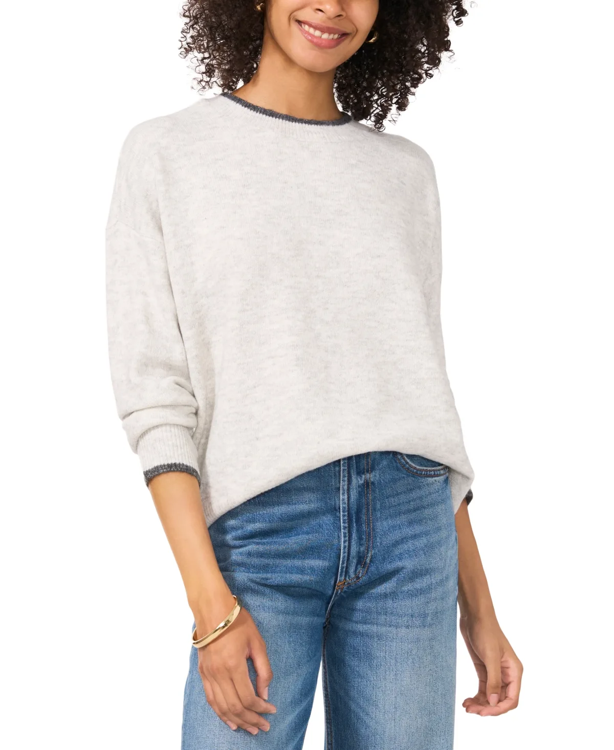 Tipped Crewneck Sweater by Vince Camuto
