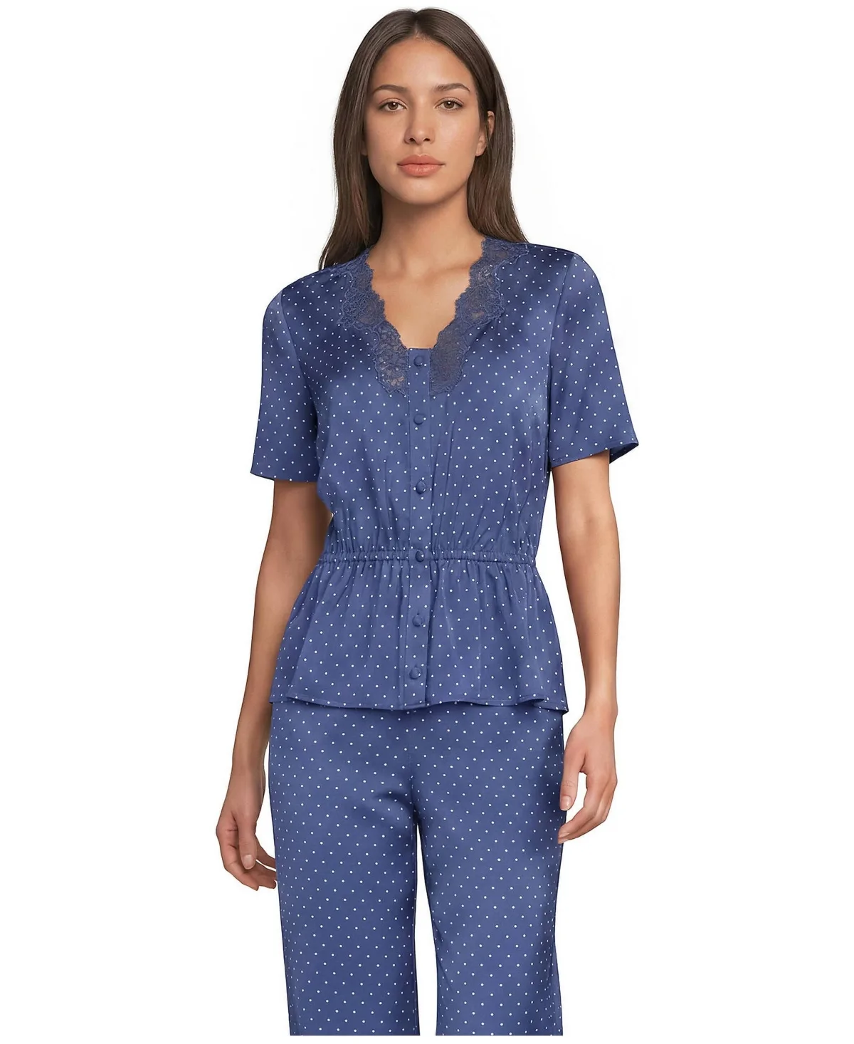 Peplum Polka-Dot V-Neck Blouse by Lands' End