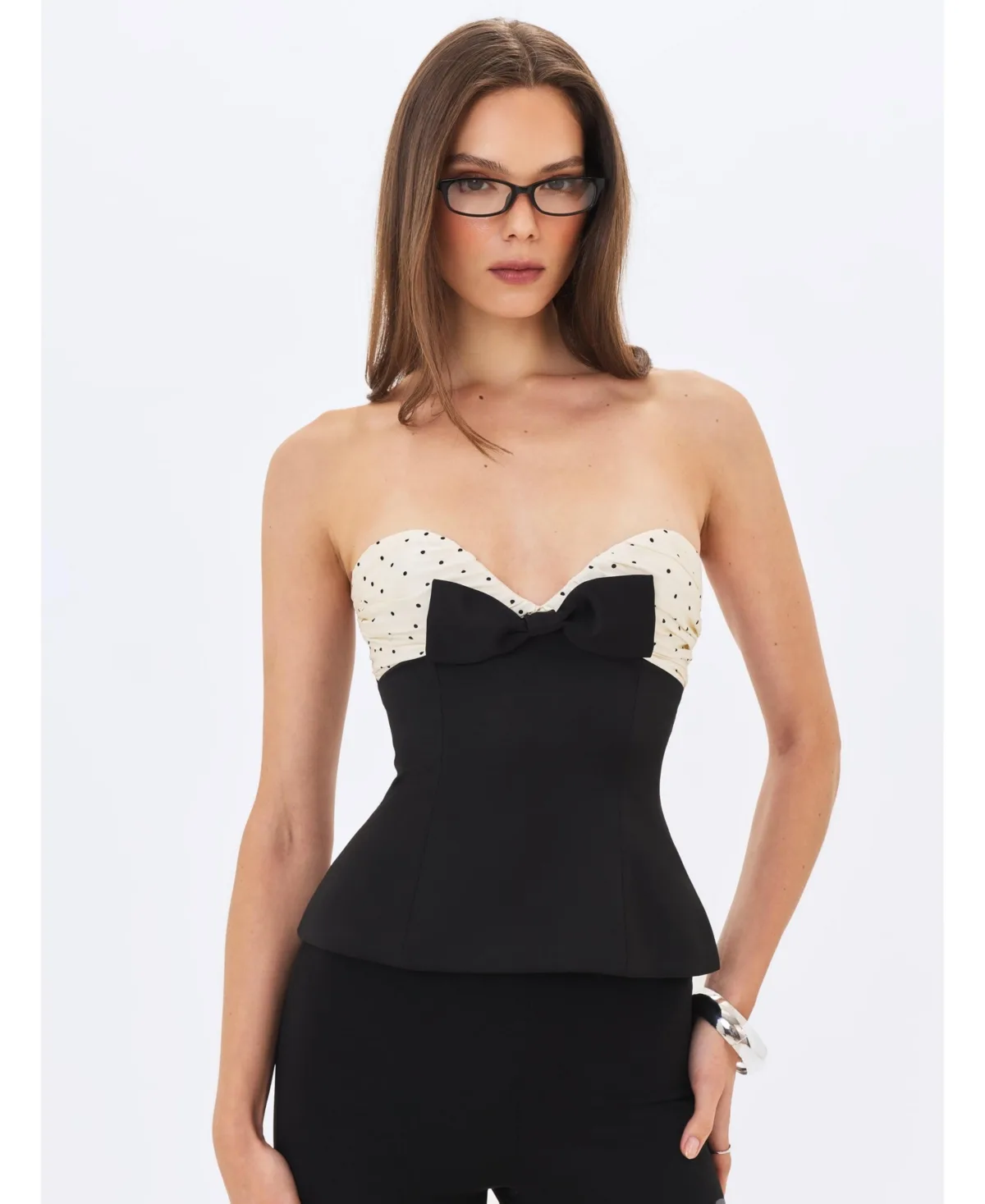 Ulrike Polka Dot Sweetheart Peplum Top by Miss Circle