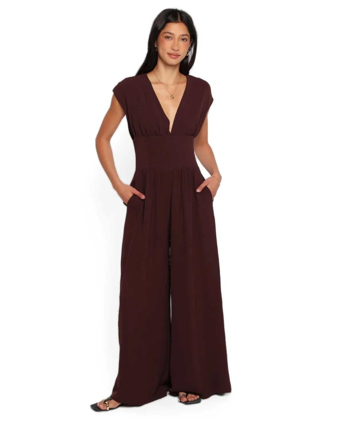 Elsie V-Neck Wide Leg Jumpsuit by Petal and Pup