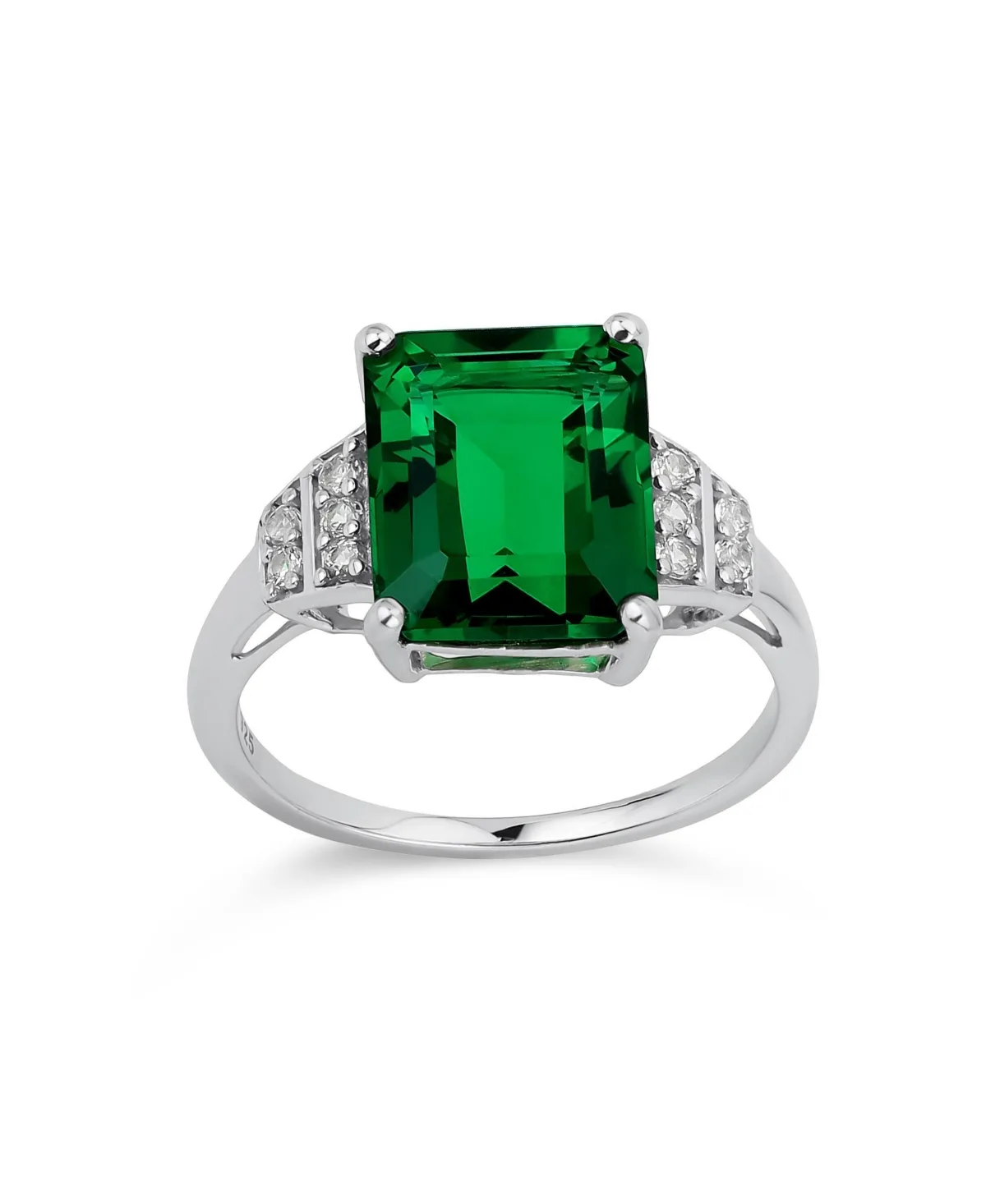 Art Deco Emerald Cocktail Statement Ring (3 ct. t.w.) in Sterling Silver by Bling Jewelry
