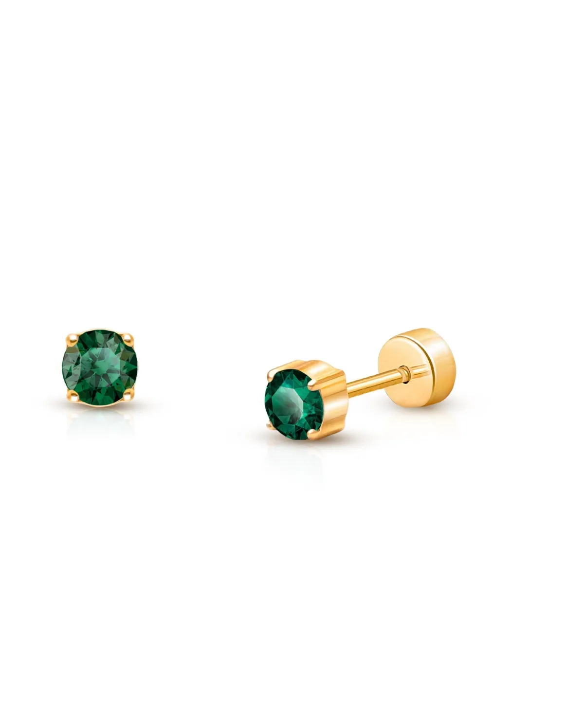 14K Gold on Titanium Crystal Birthstone Stud Screw Back Earrings by Tiny Blessings