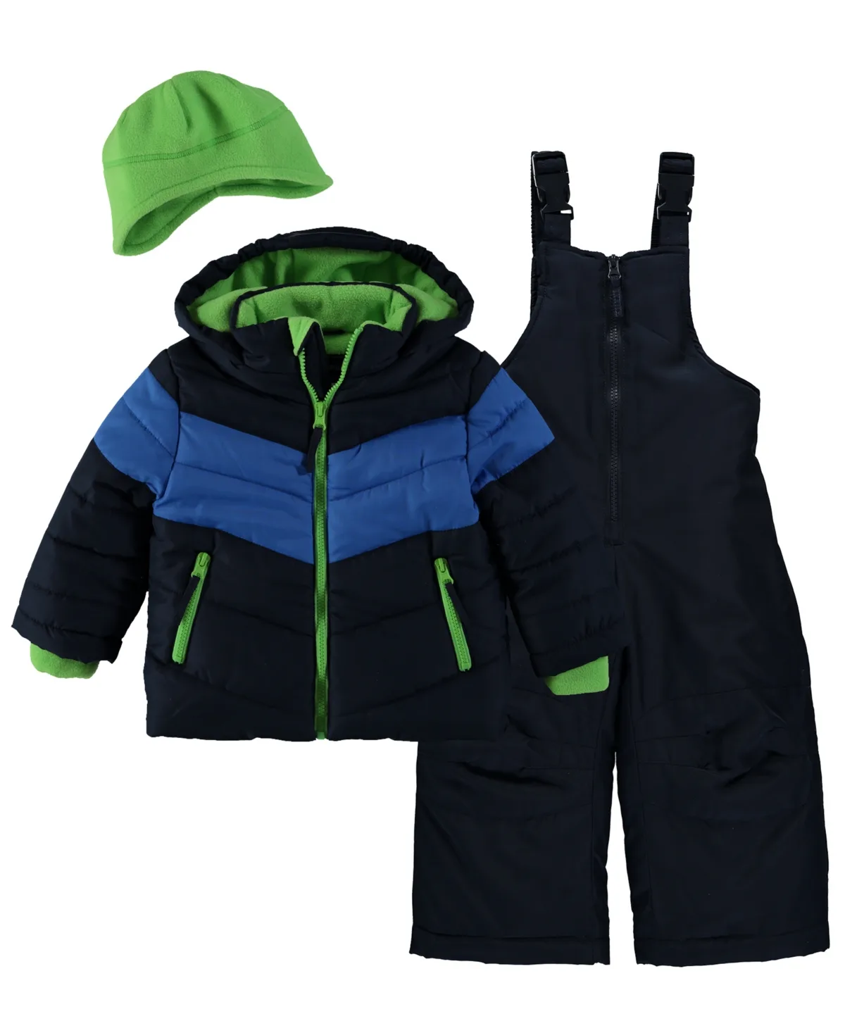 Hooded Color-Block Jacket and Ski Bib, 3-Piece Set by S Rothschild & Co