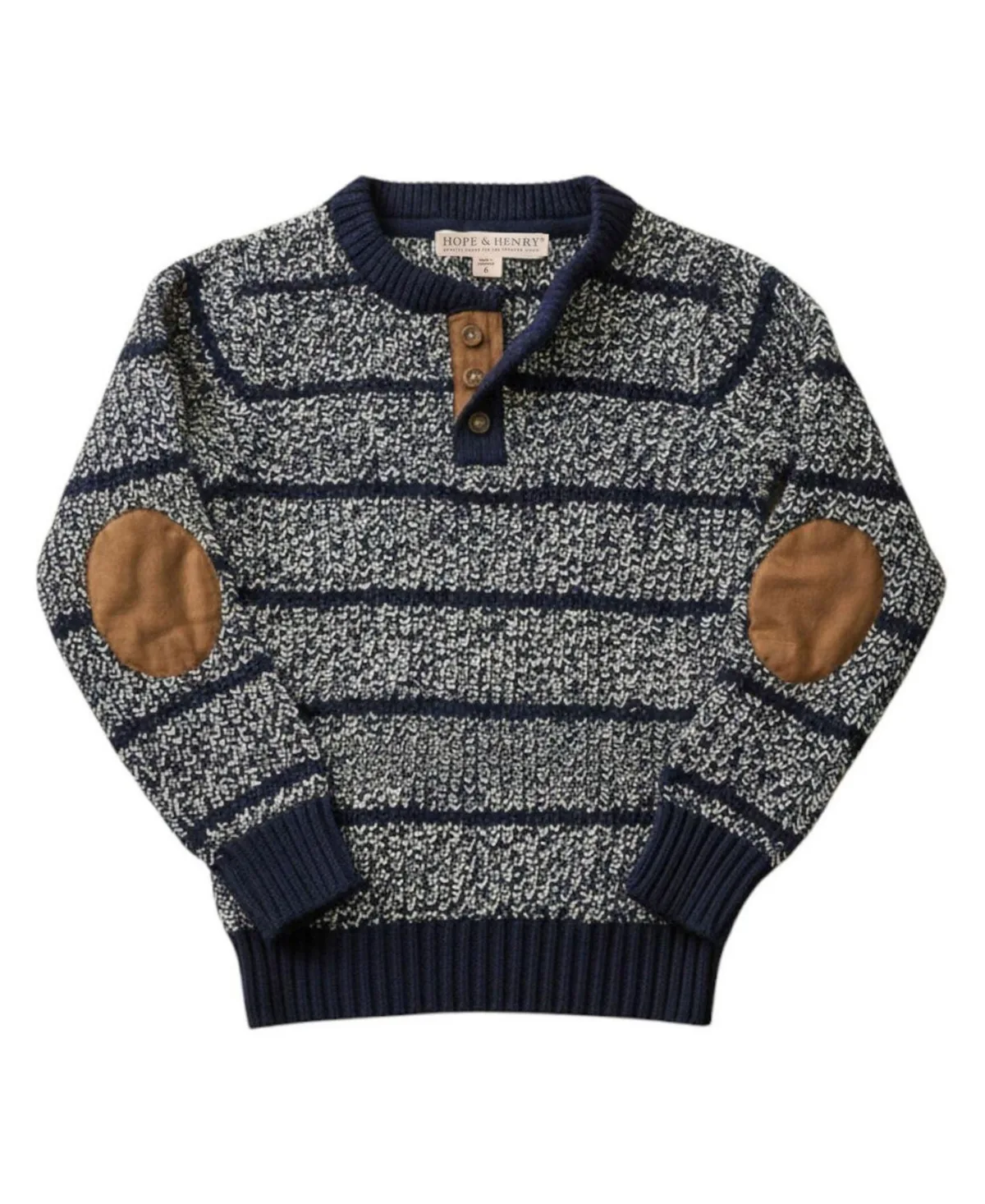 Organic Sweater Henley with Elbow Patches by Hope & Henry