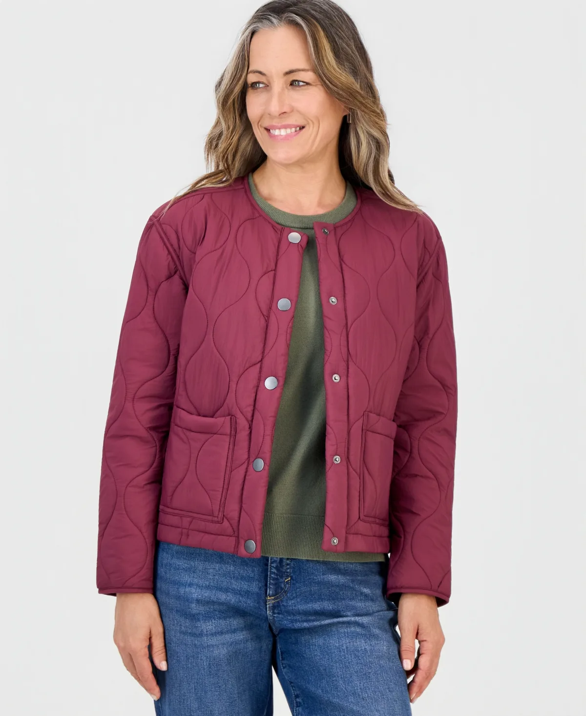 Drawcord Bomber Quilted Jacket