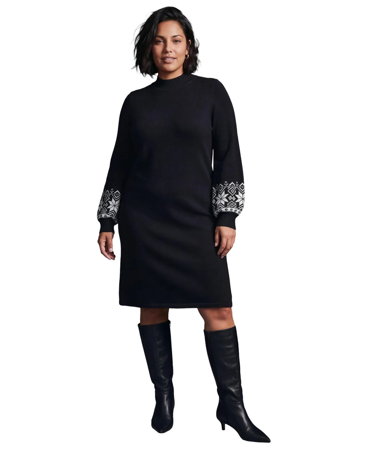 Farrah Mock Neck Fair Isle Dress