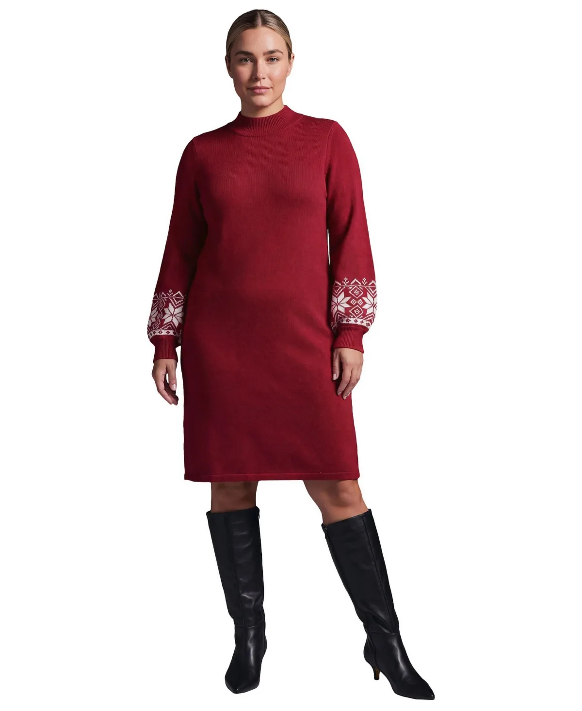 Farrah Mock Neck Fair Isle Dress by Avenue