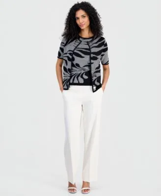 Printed Cardigan Sweater Top by Anne Klein