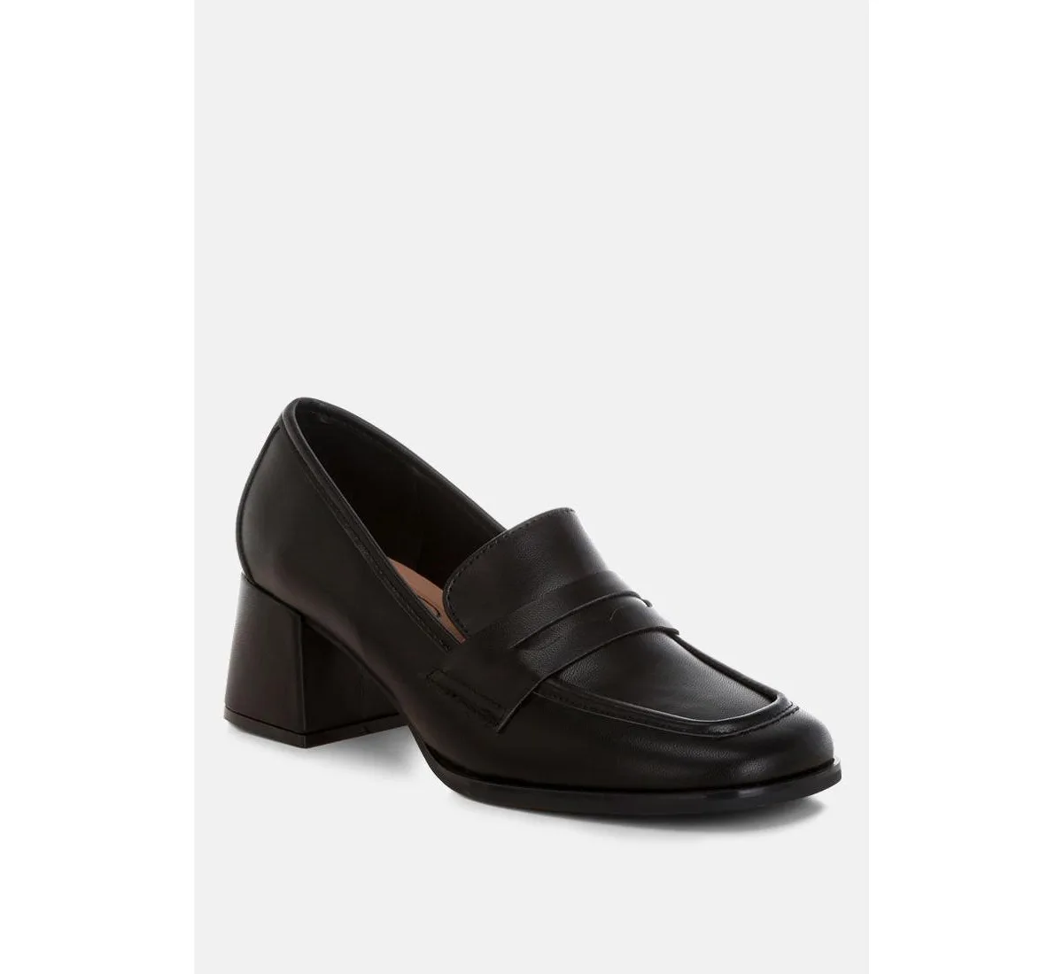 Sutapa Penny Strap Flared Block Heel Loafers by London Rag