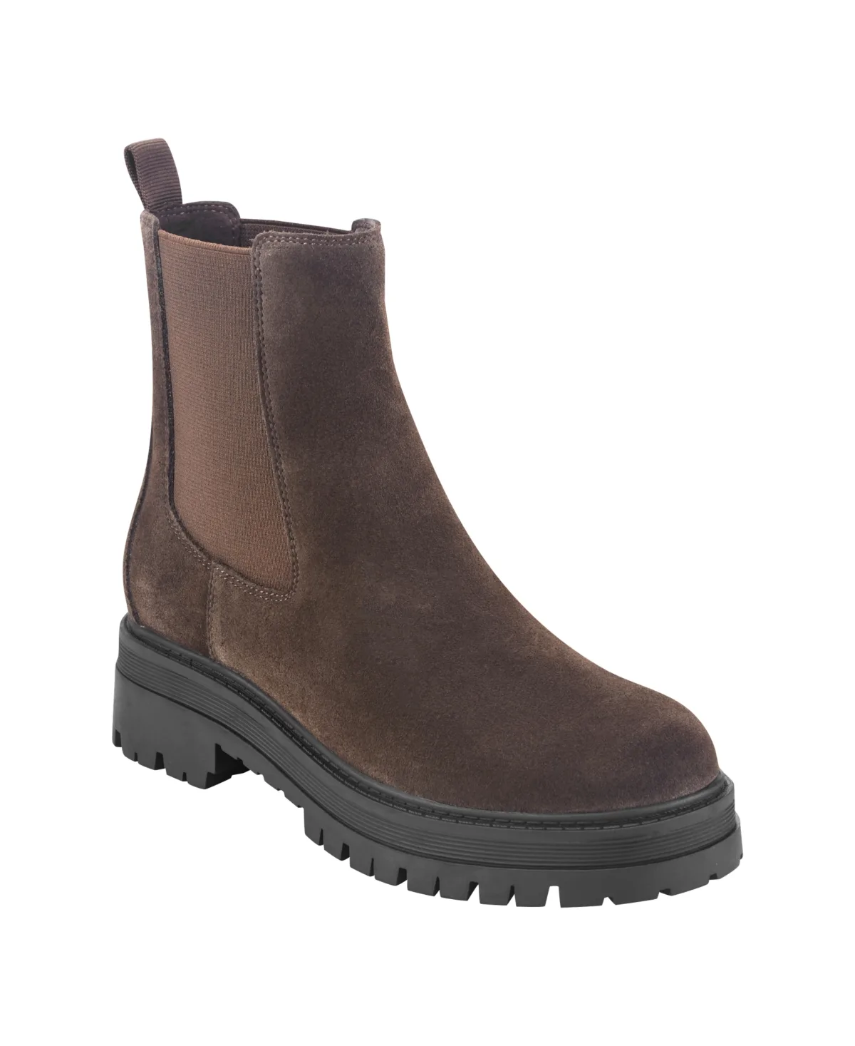 Peddler Lug Sole Ankle Booties - Dark Brown Suede