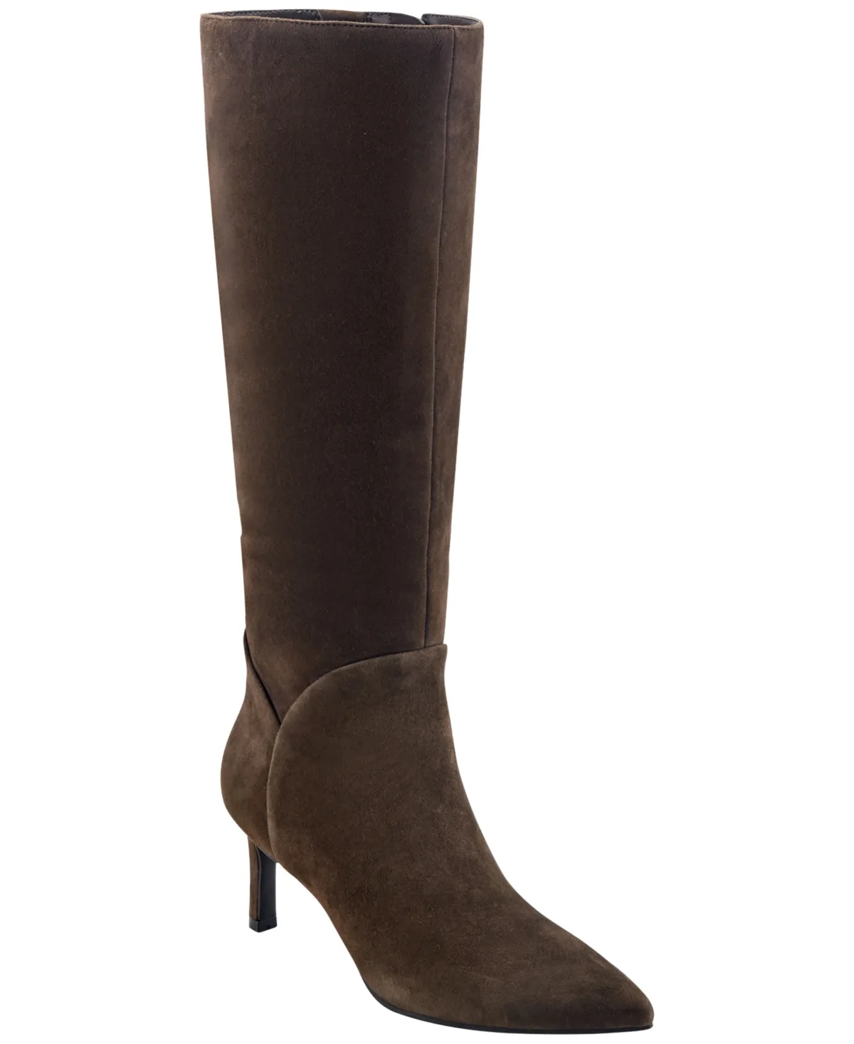 Lorne Pointed Toe Kitten Heel Dress Boots - Dark Brown Suede by Marc Fisher