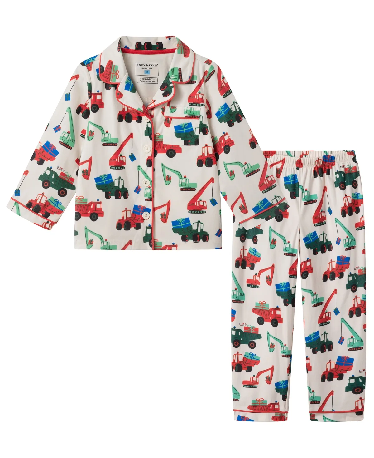 Holiday Trucks Print Pajama, 2-Piece Set by Andy & Evan