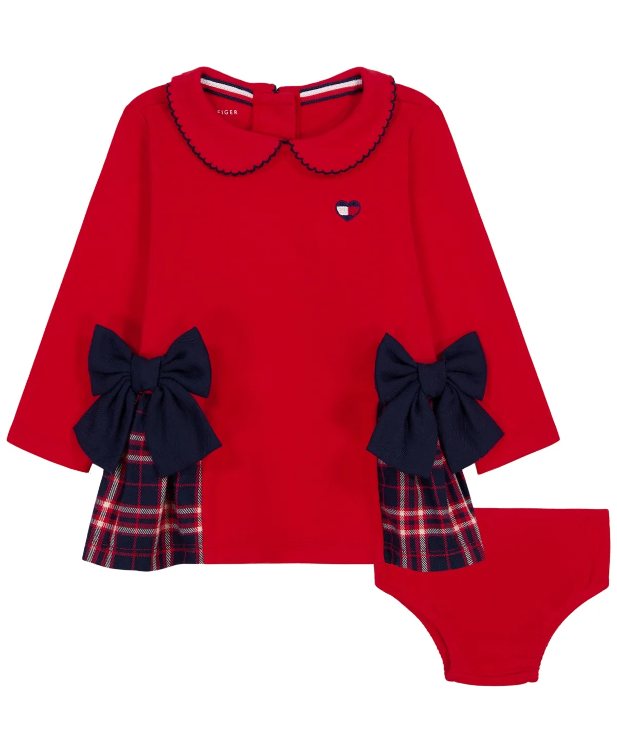 Long-Sleeve Peter Pan Collar Dress and Diaper Cover, 2-Piece Set by Tommy Hilfiger