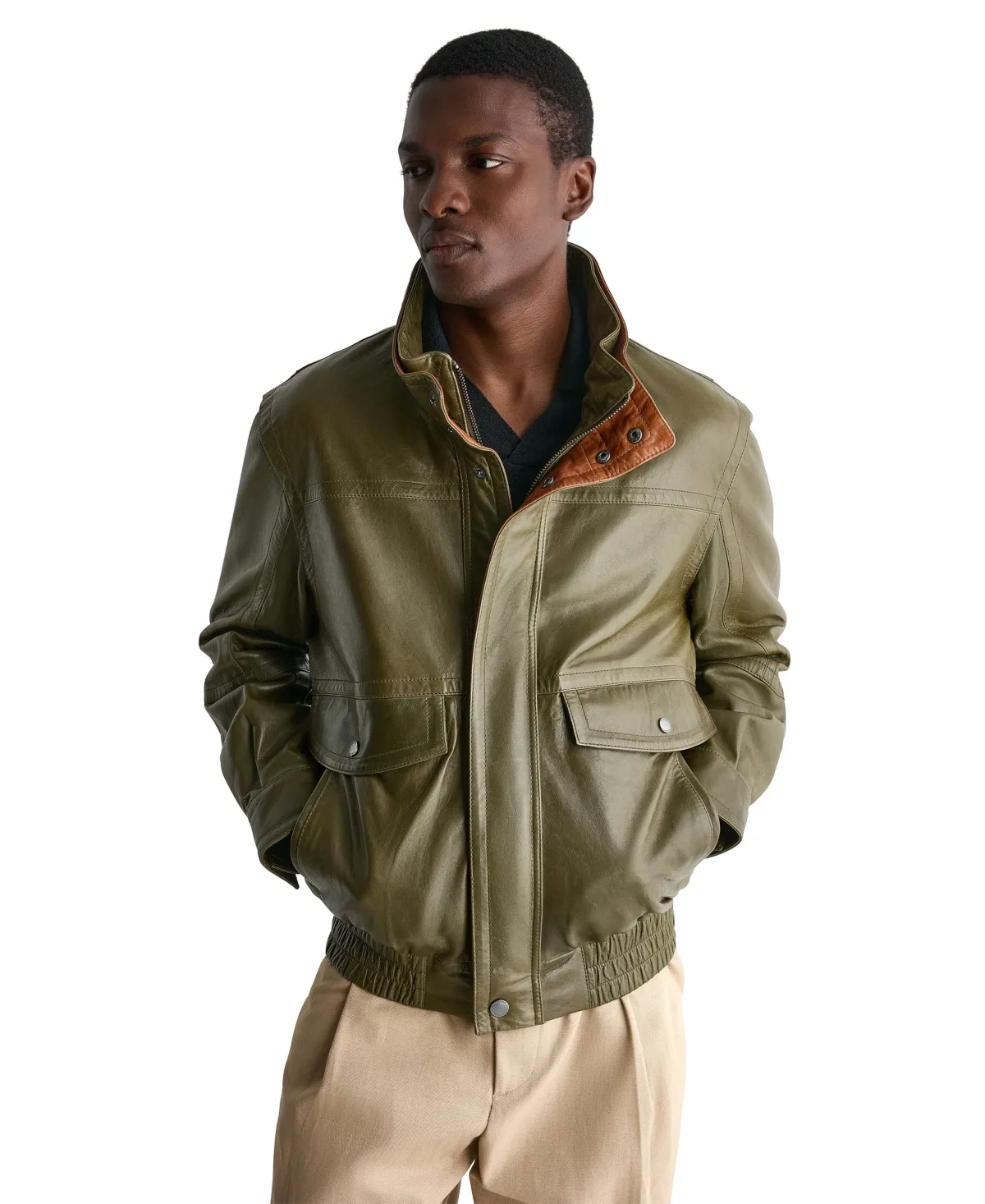 Leather Double Collar Vintage Jacket by Wilsons Leather