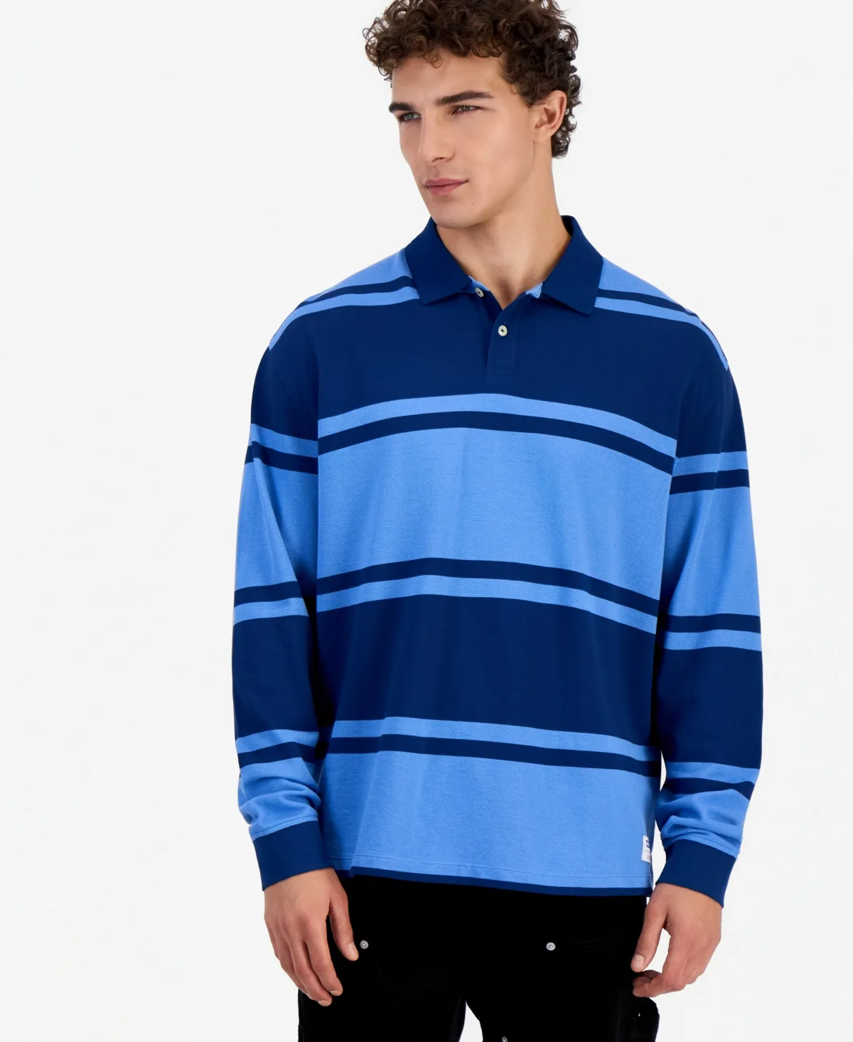 Nistrico Long-Sleeve Striped Polo by Hugo Boss