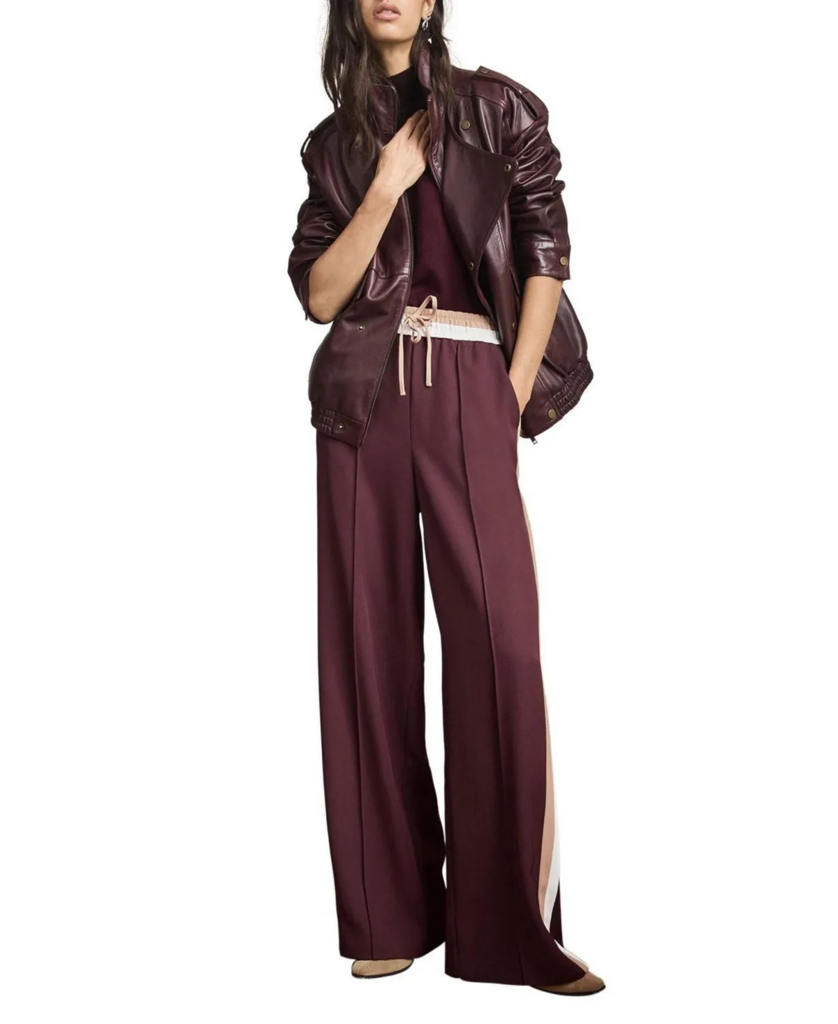 Side Stripe Tie Waist Wide Leg Trousers by Mint Velvet