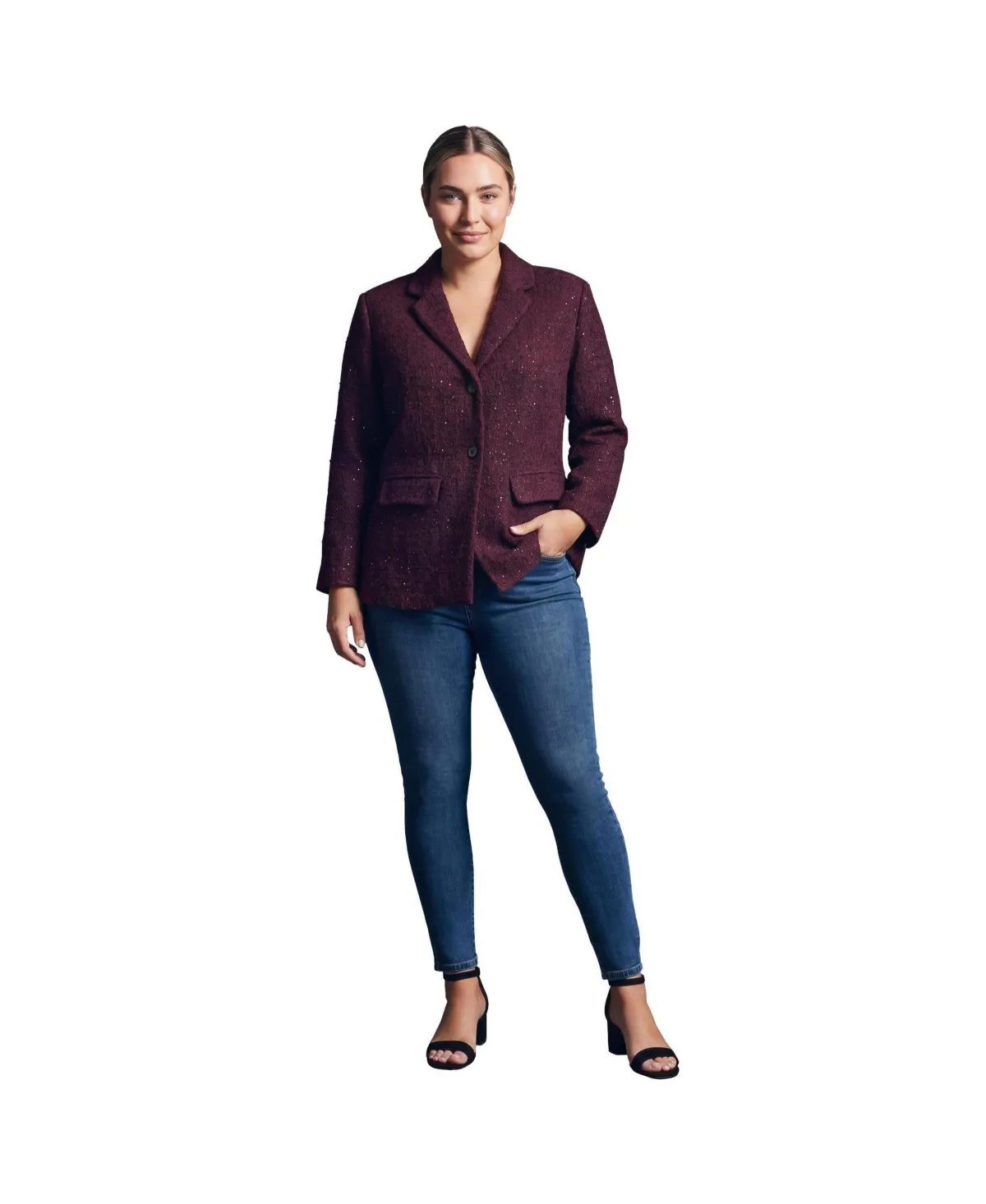 Tegan Textured Tweed Blazer by Avenue