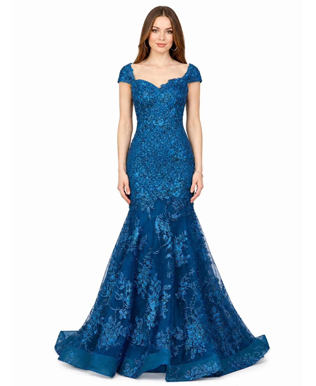 Lara Cap Sleeve Mermaid Gown by Lara