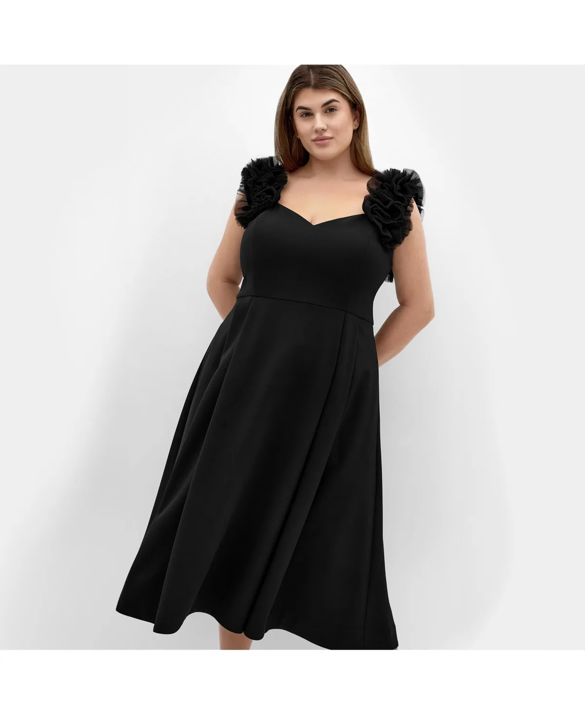 Roselyn Ruffle Tulle Midi Dress by City Chic
