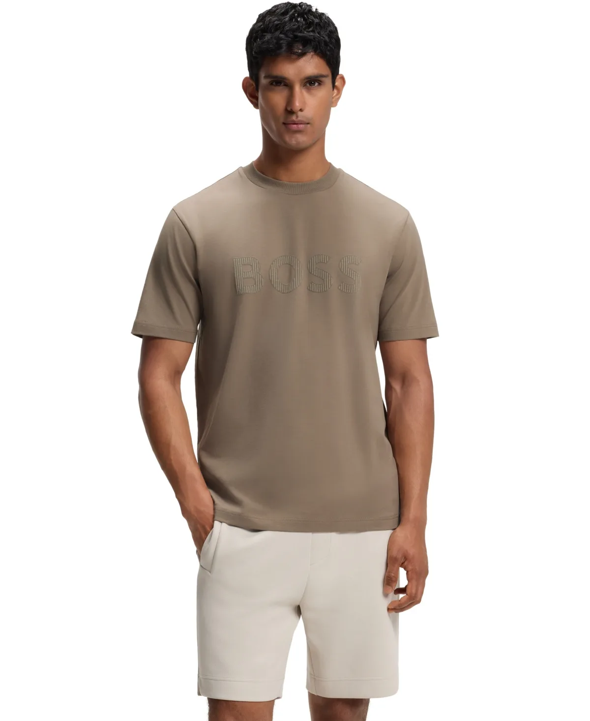 Boss by Hugo Boss Stretch Cotton Tonal Flock-Logo Regular-Fit T-Shirt by Hugo Boss