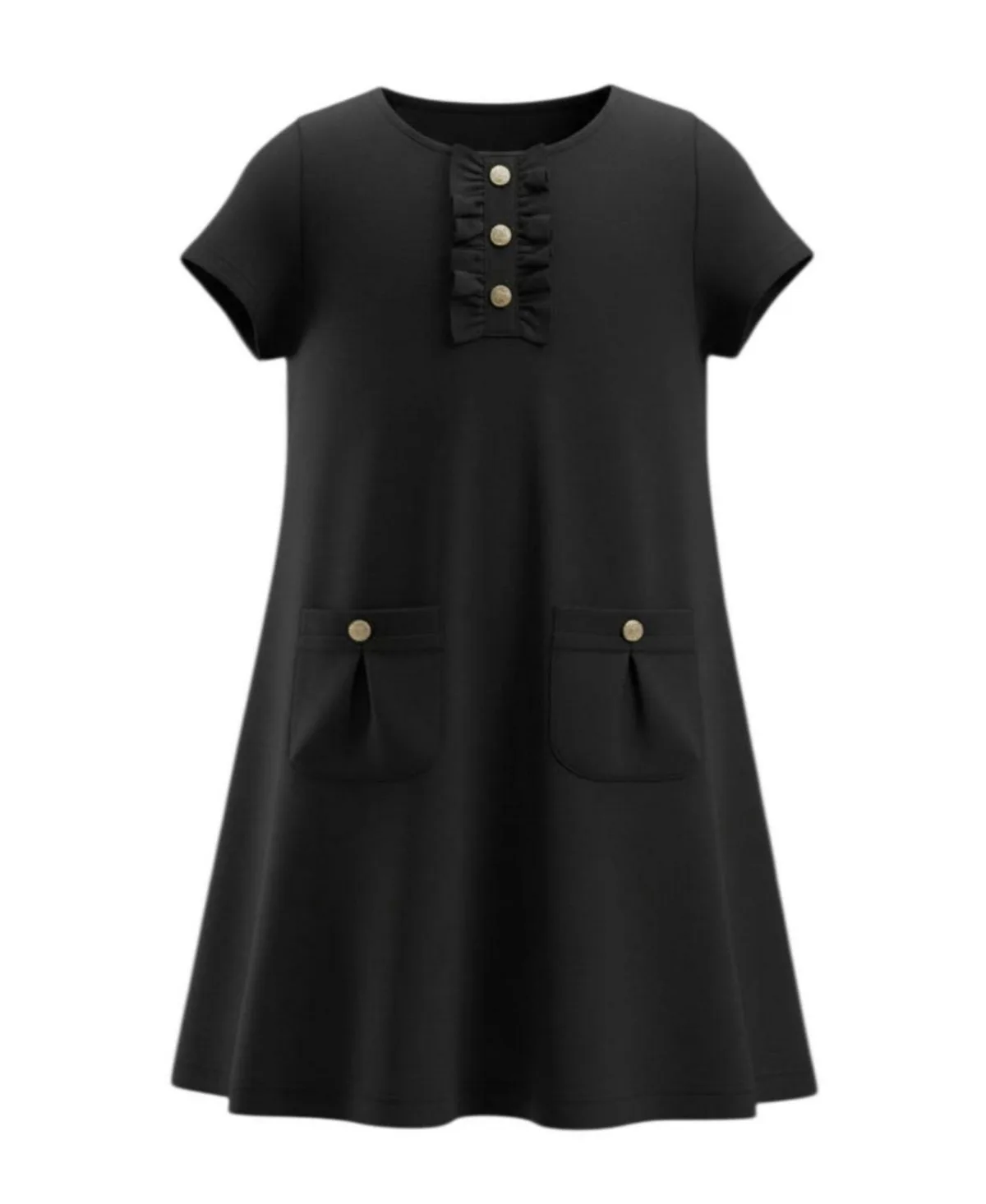 Ponte A-Line Ruffle Placket Dress by Hope & Henry