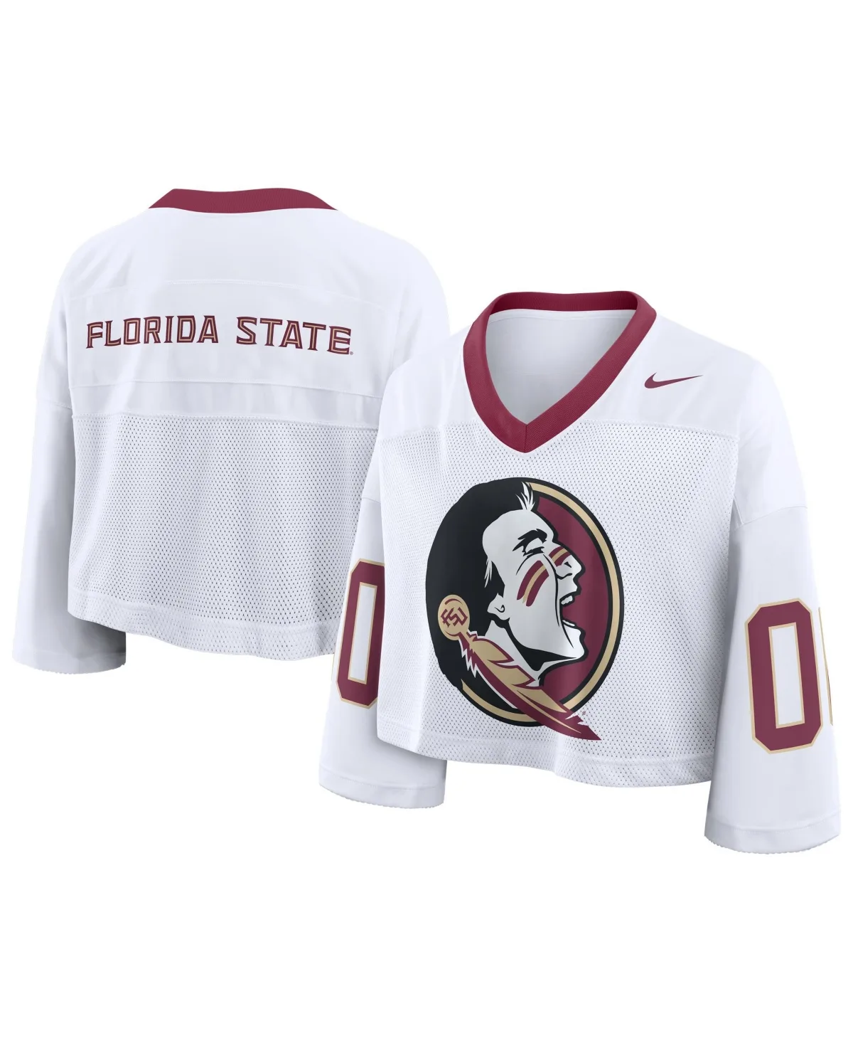 Florida State Seminoles Oversized Logo Cropped V-Neck Jersey