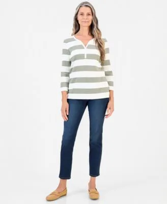 Printed 3/4 Sleeve Henley Top by Style & Co