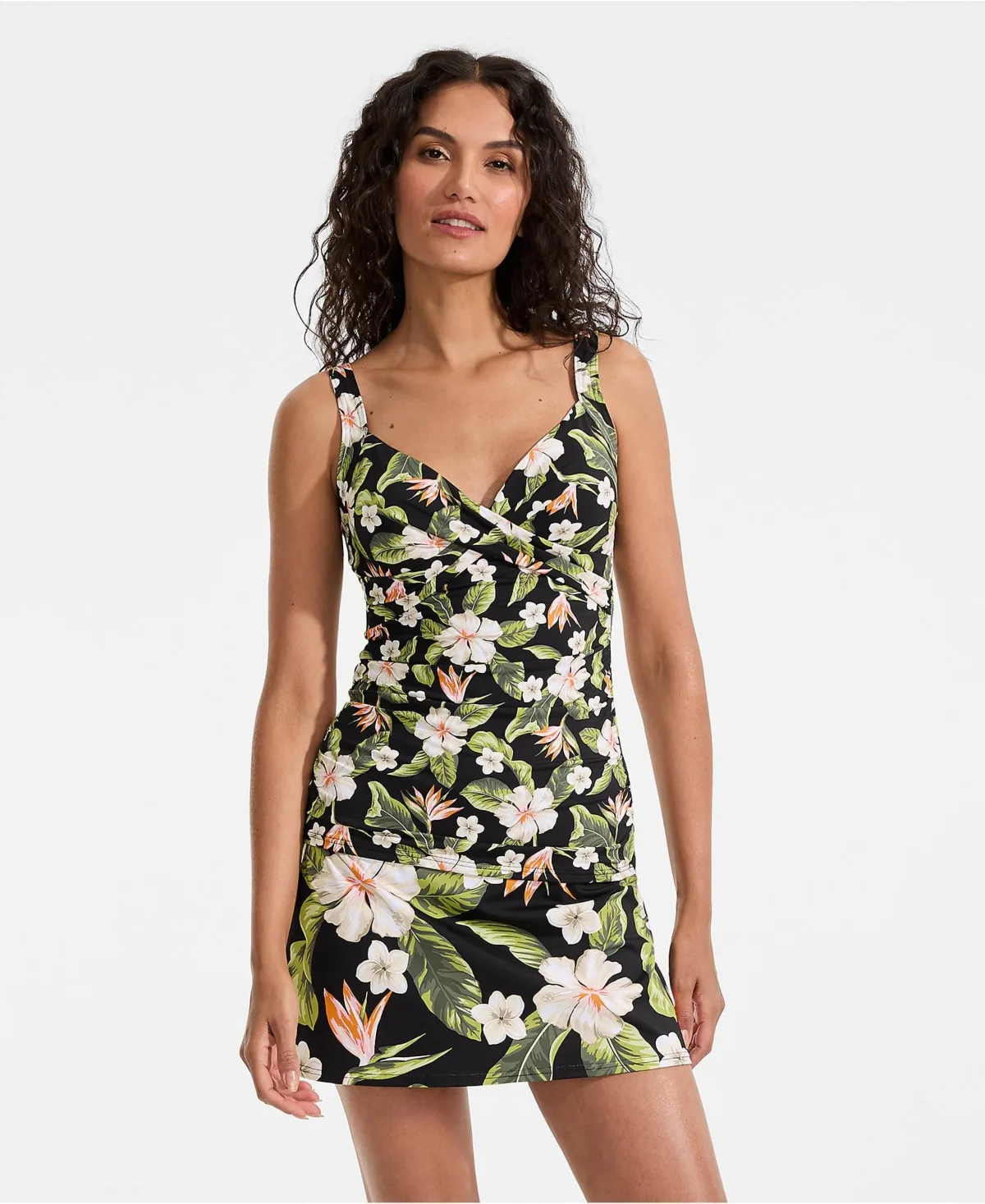 V-Neck Wrap Underwire Tankini Swimsuit Top by Lands' End