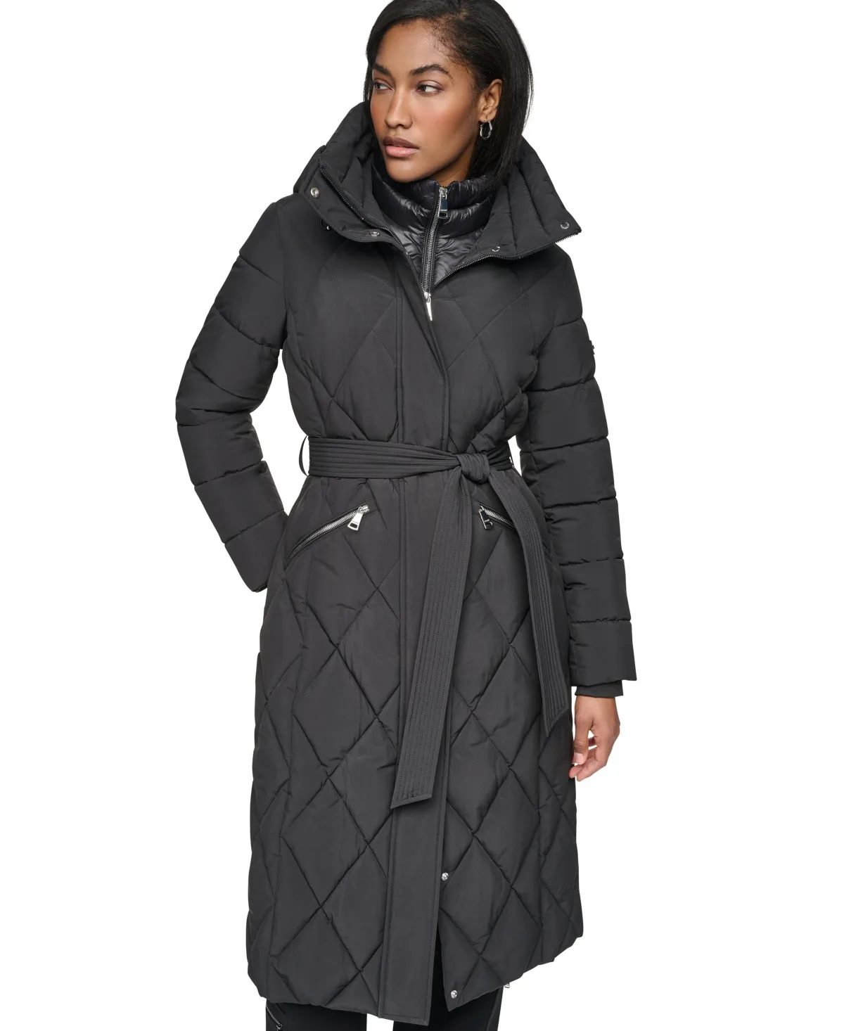 Long Belted Quilted Puffer Coat