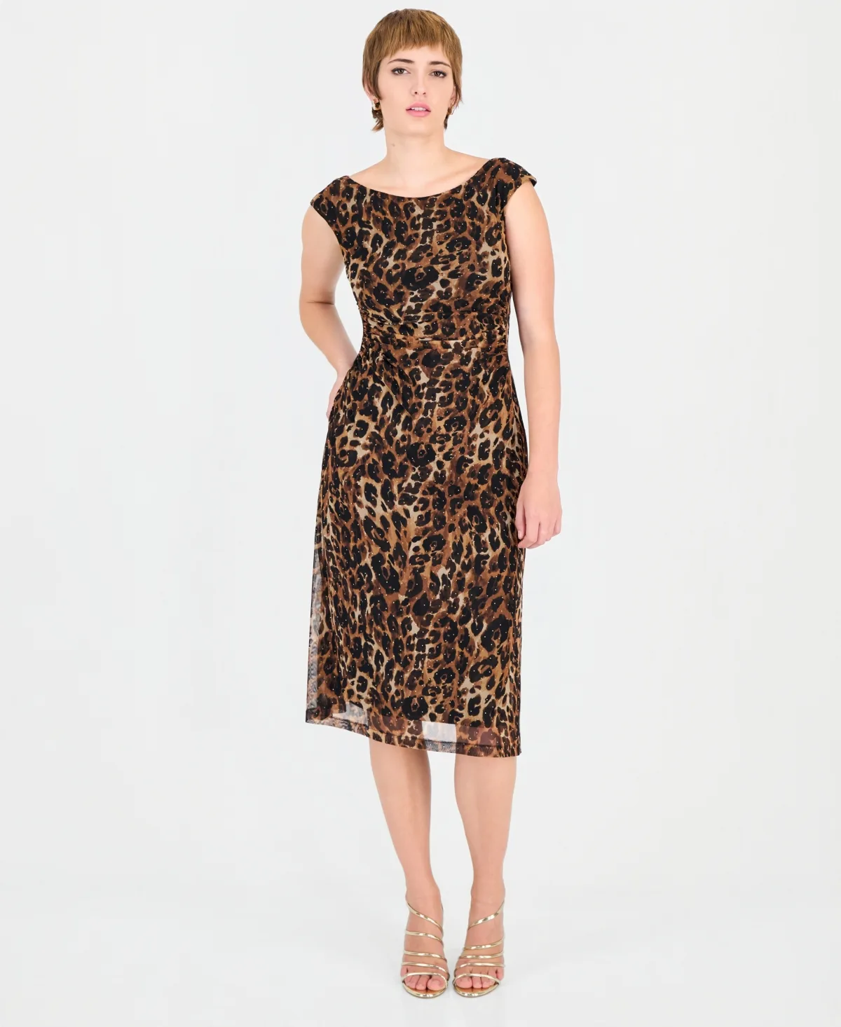 Leopard-Print Allover-Sequin Midi Dress by Connected